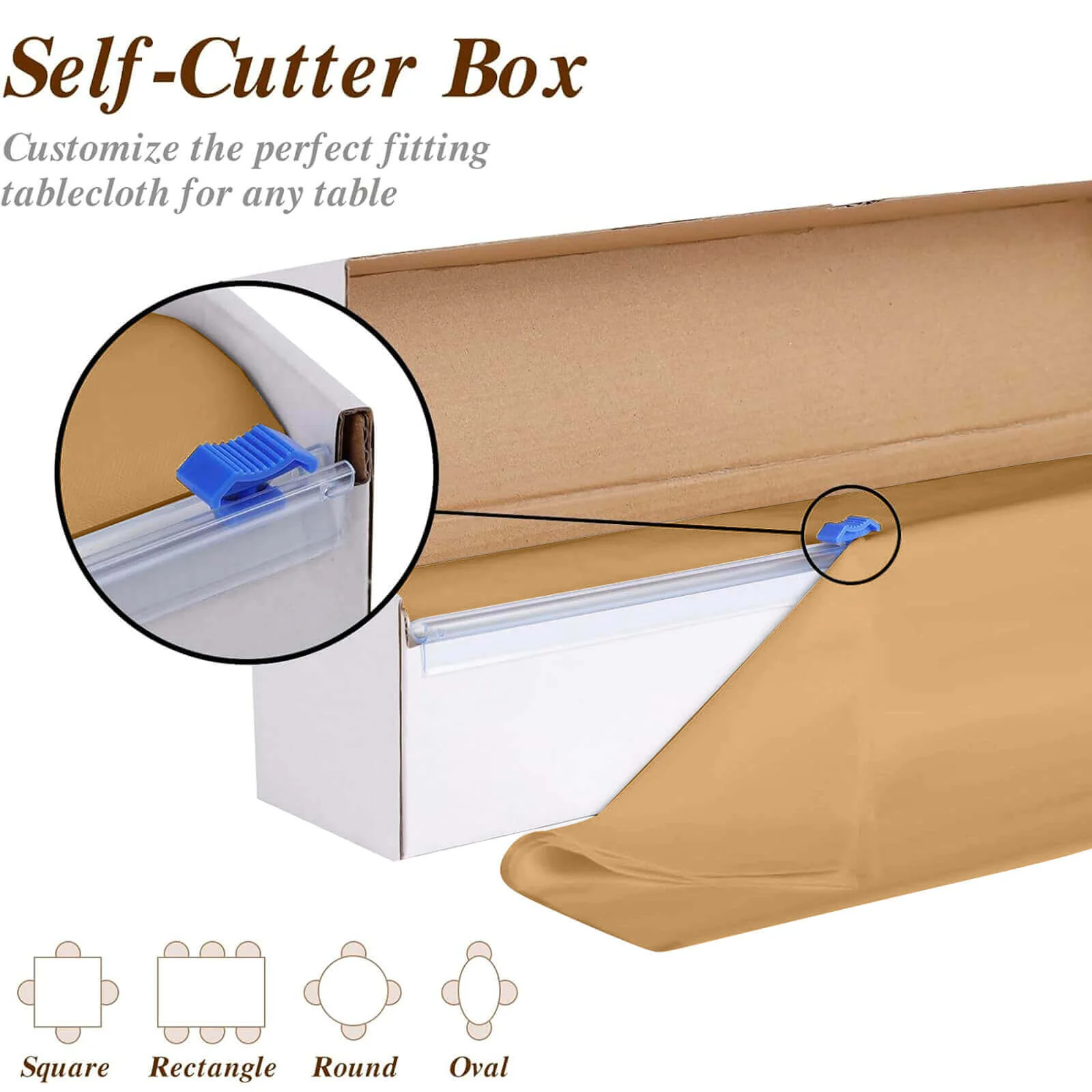 Plastic Table Cover Roll 54"x300ft Gold with Slide Cutter - Cuts Up to 36 Rectangle 8ft Disposable Tablecloths - Image 2