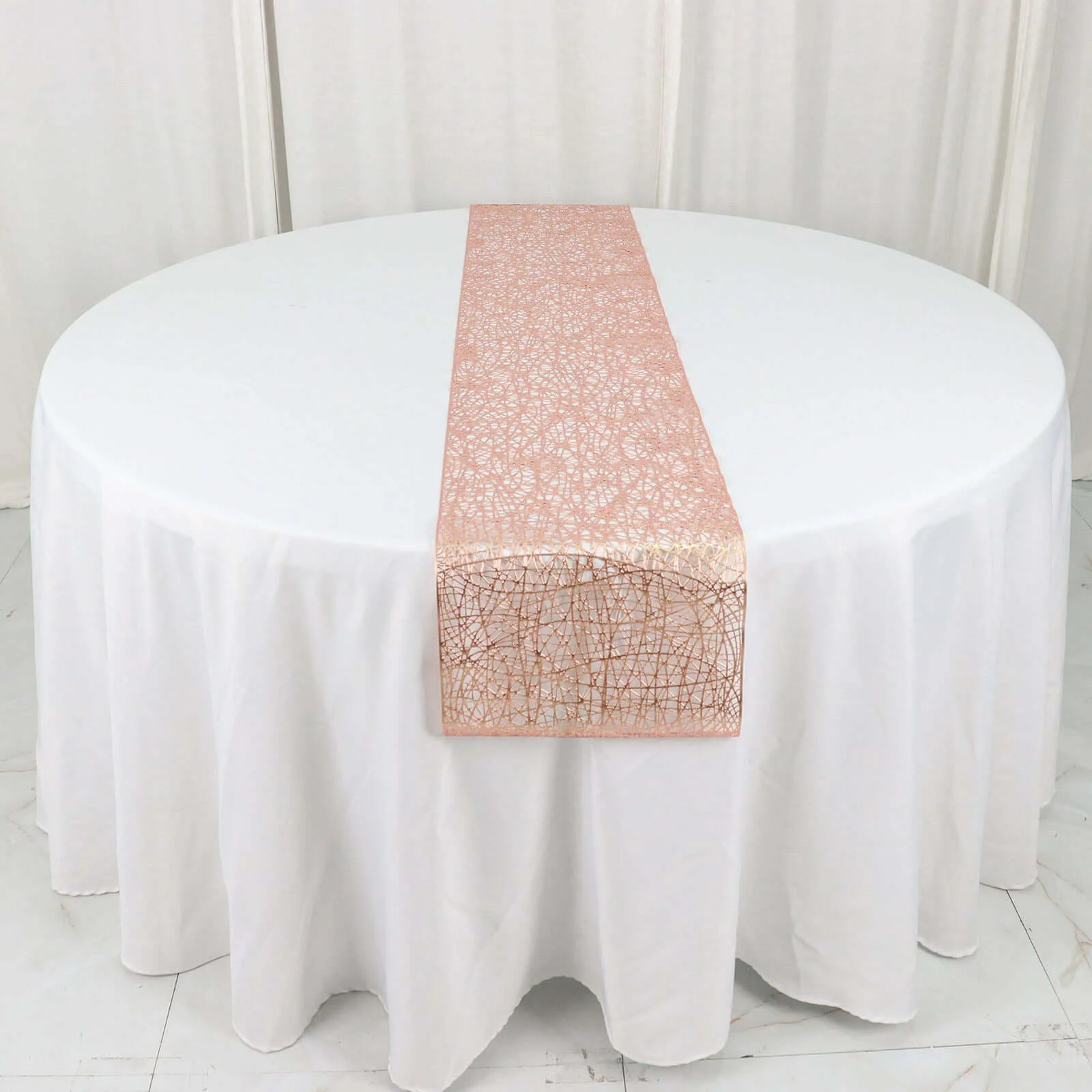 Plastic Woven Vinyl Table Runner 13"x6ft Metallic Rose Gold - Non-Slip & Reversible Table Decor - Image 13