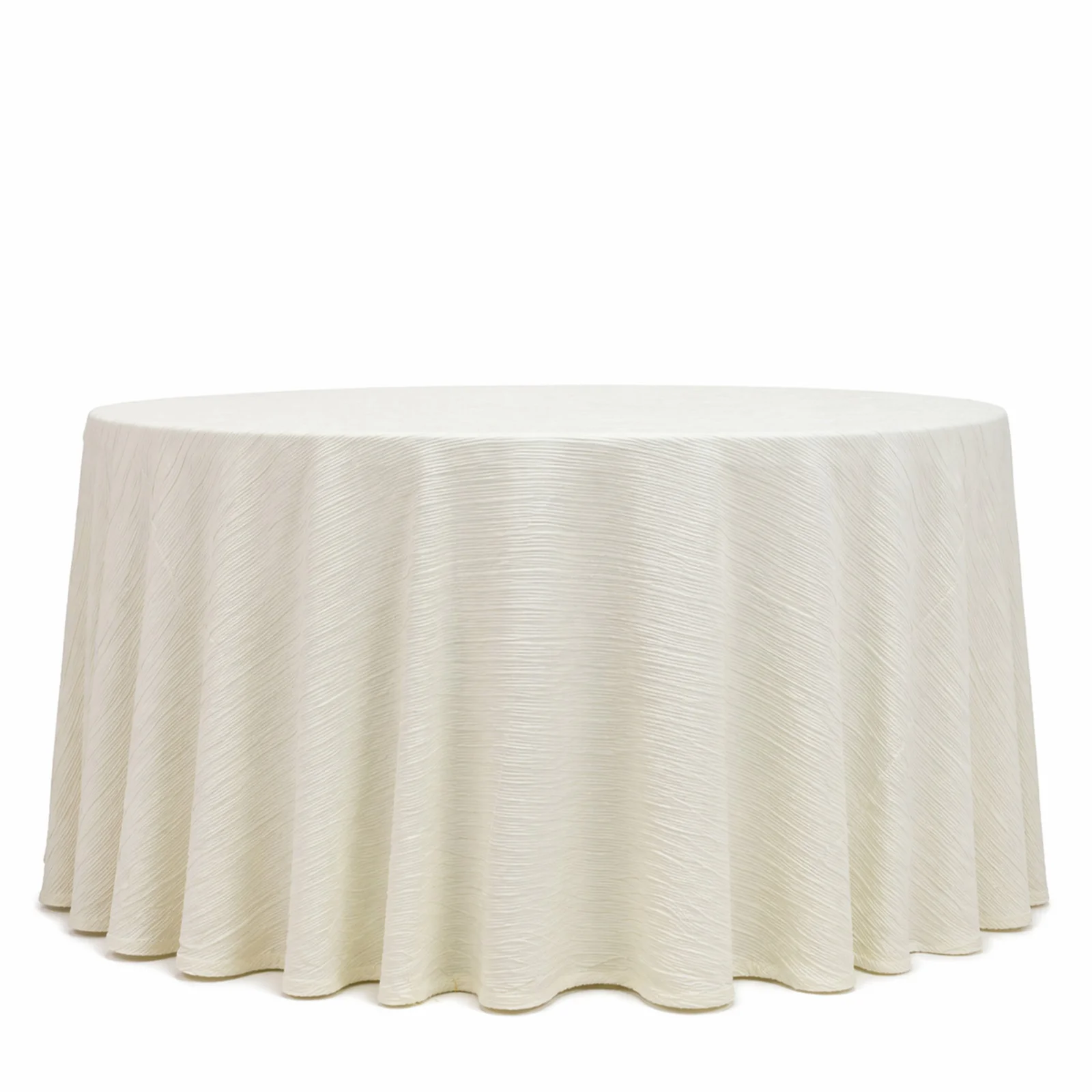 Scuba Tablecloth 120" Round Ivory Accordion Pleated – Wrinkle Free & Stain Resistant Textured Table Linen - Image 2