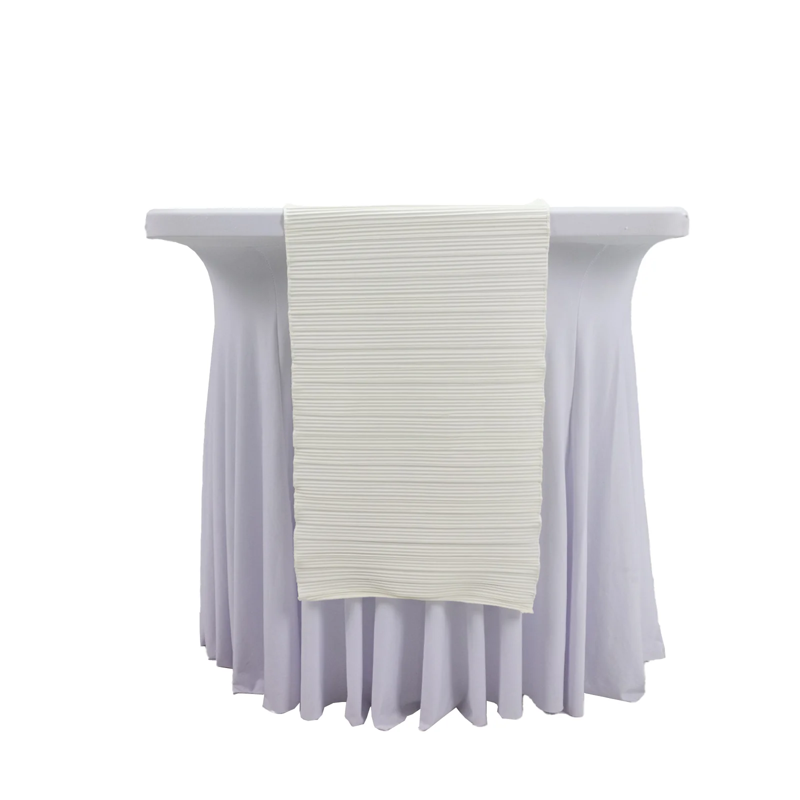 Scuba Table Runner 12" x 108" Ivory Accordion Pleated – Wrinkle Free & Stain Resistant Textured Table Accent - Image 2