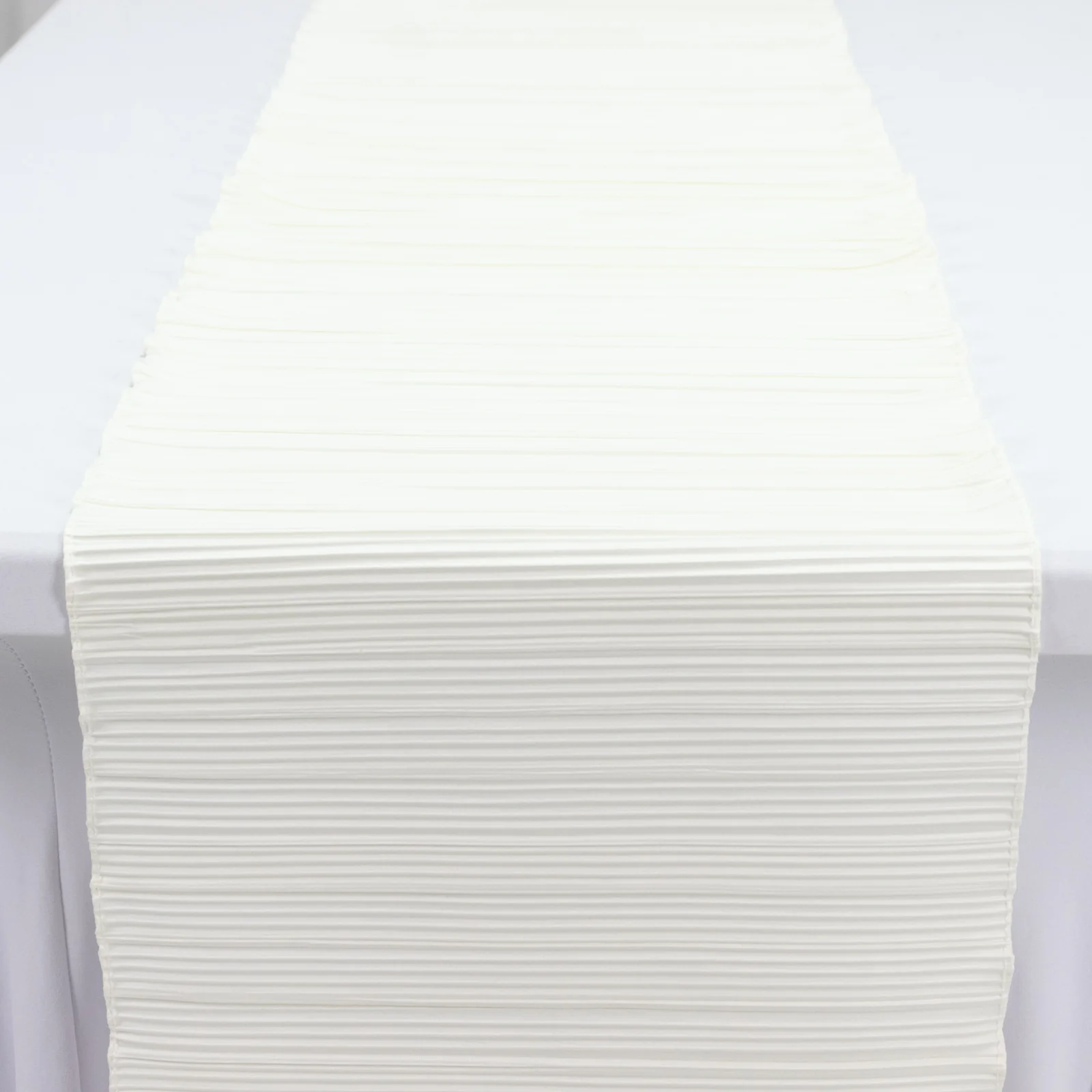 Scuba Table Runner 12" x 108" Ivory Accordion Pleated – Wrinkle Free & Stain Resistant Textured Table Accent - Image 3