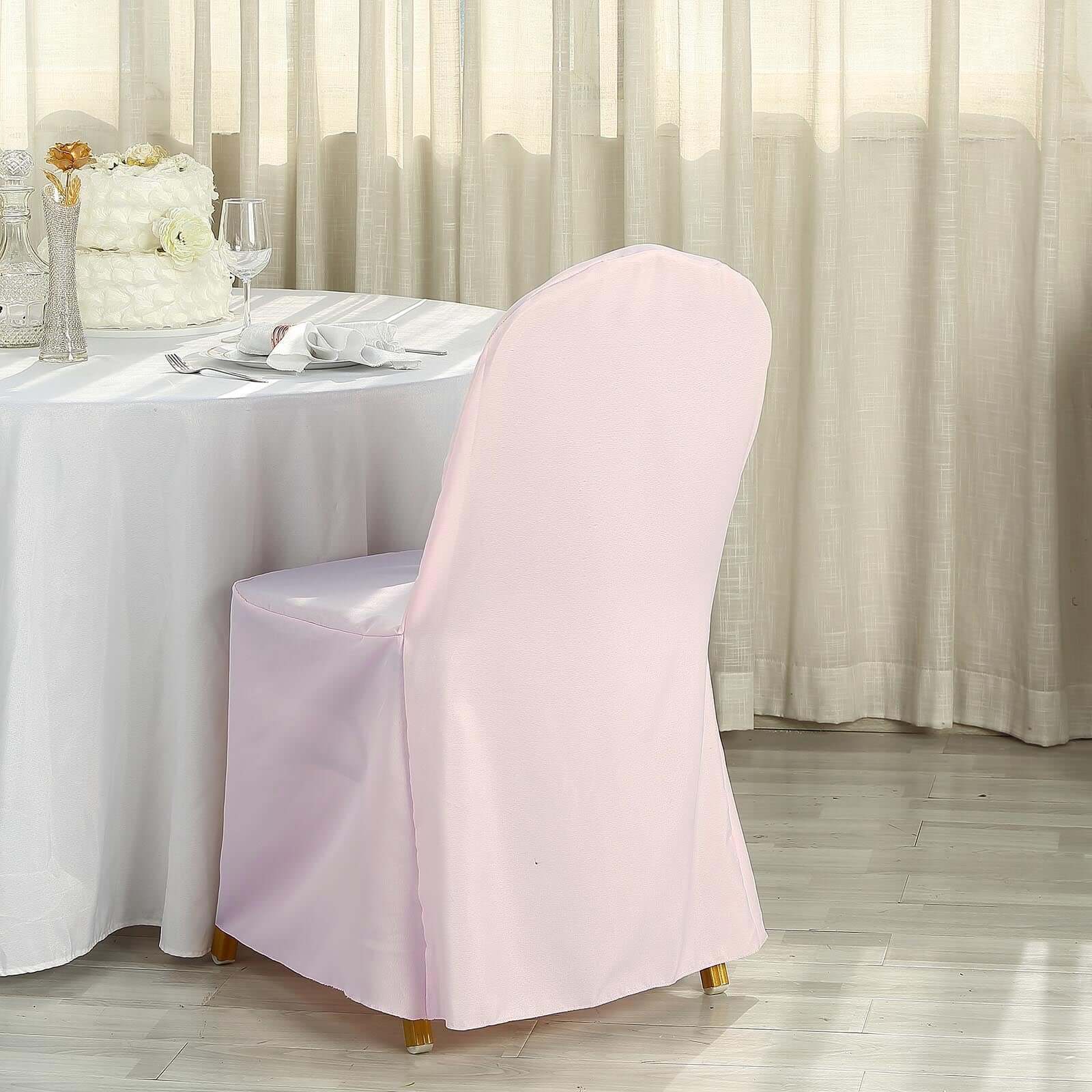 Polyester Banquet Chair Cover Blush - Reusable Stain-Resistant Slipcover - Image 11