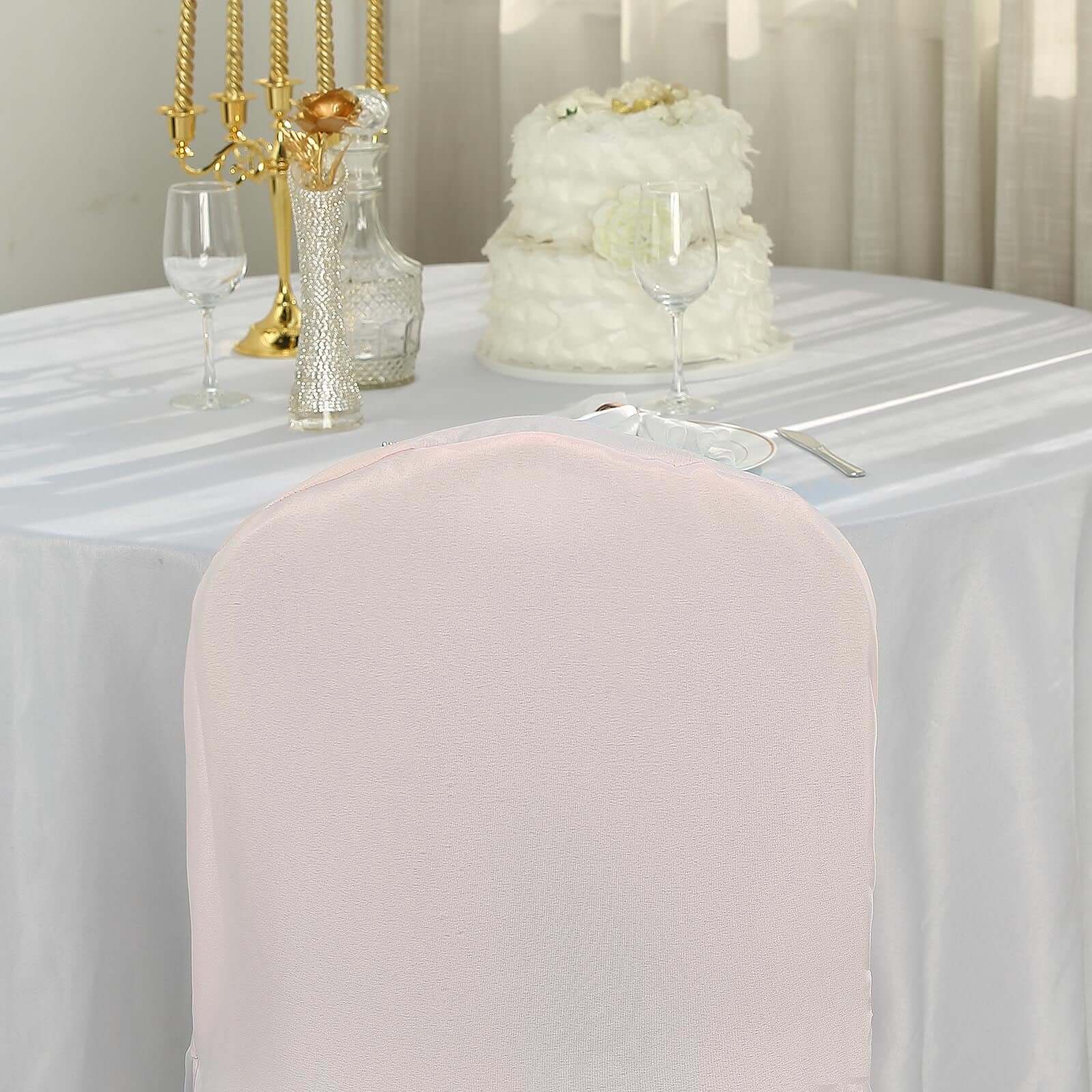 Polyester Banquet Chair Cover Blush - Reusable Stain-Resistant Slipcover - Image 12