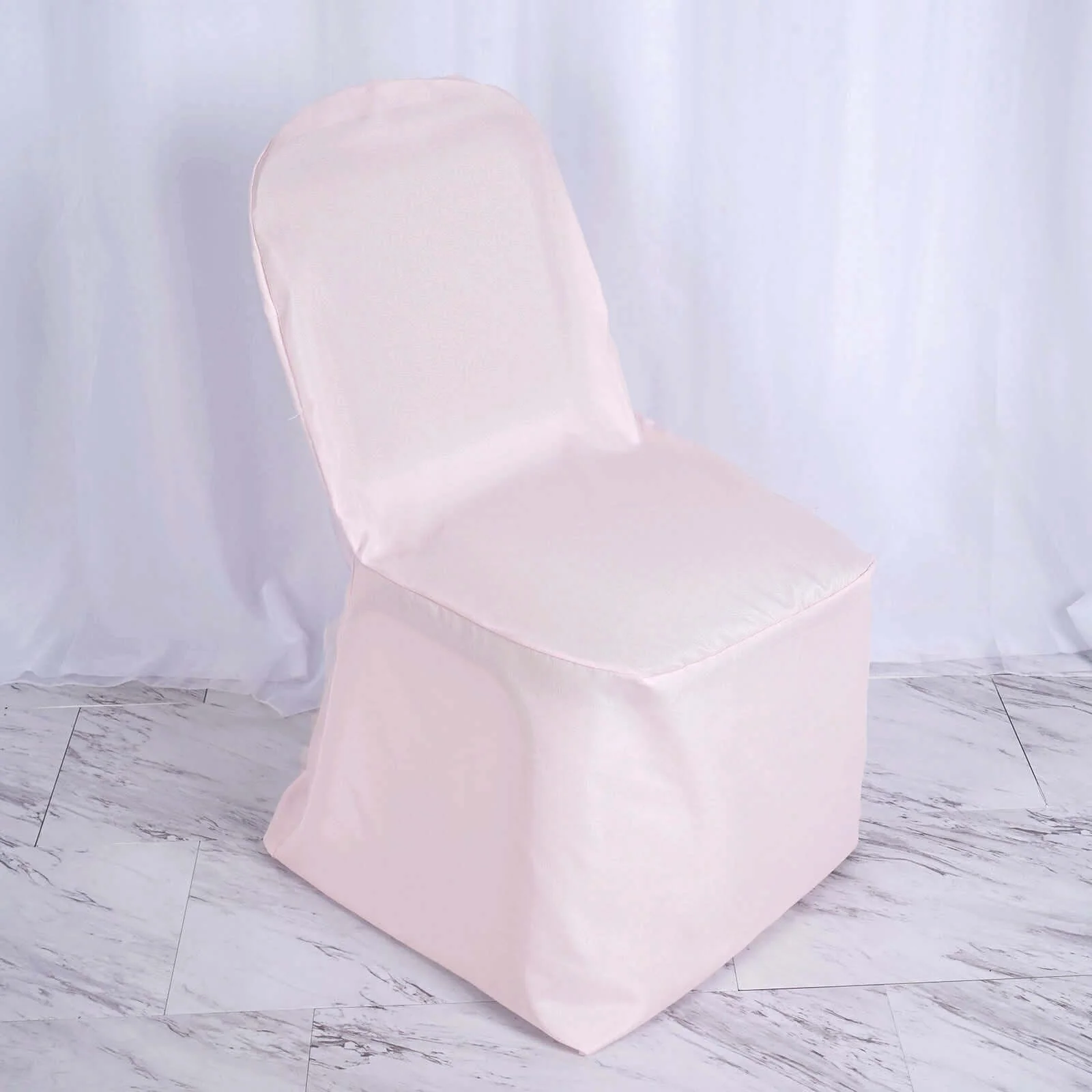 Polyester Banquet Chair Cover Blush - Reusable Stain-Resistant Slipcover - Image 2