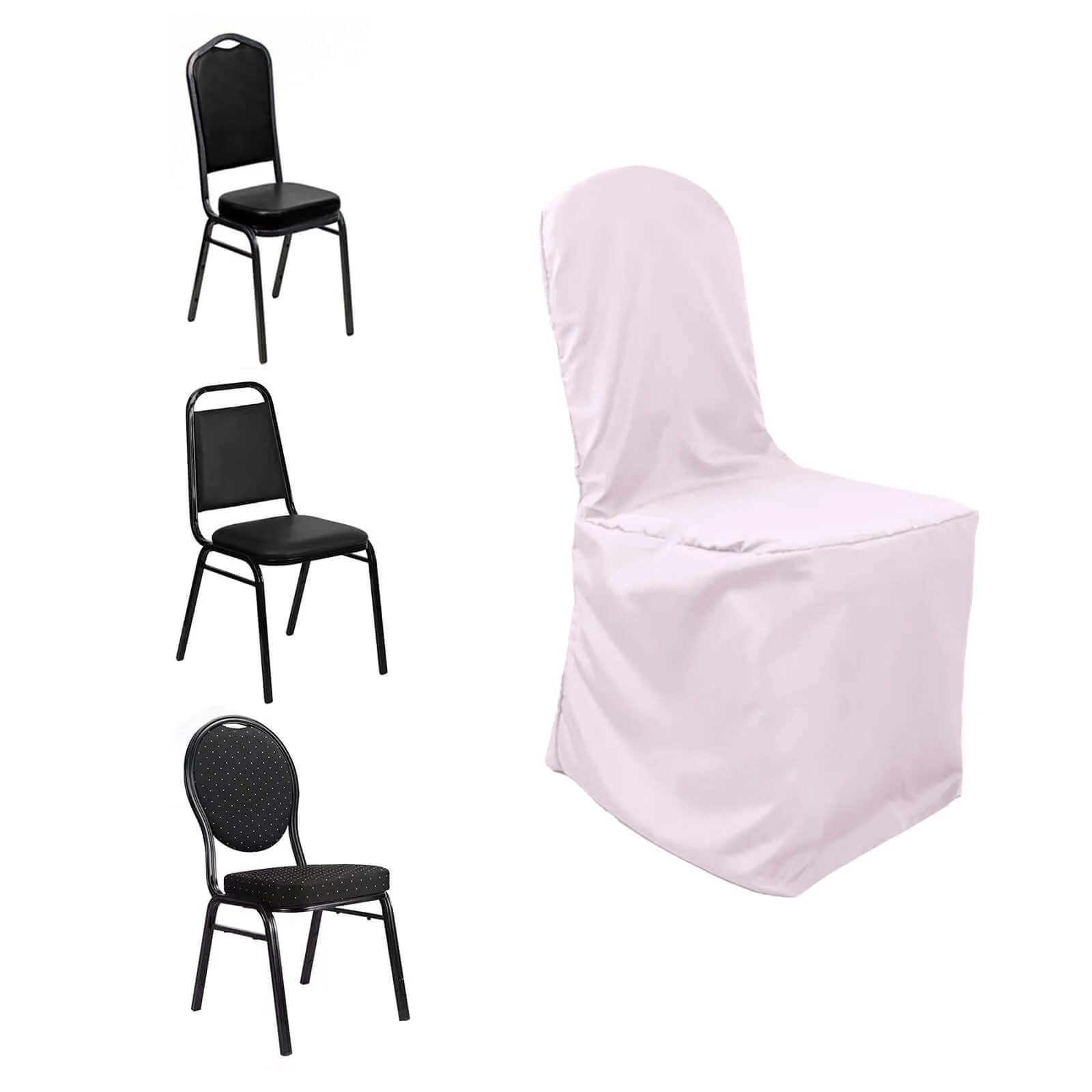 Polyester Banquet Chair Cover Blush - Reusable Stain-Resistant Slipcover - Image 5