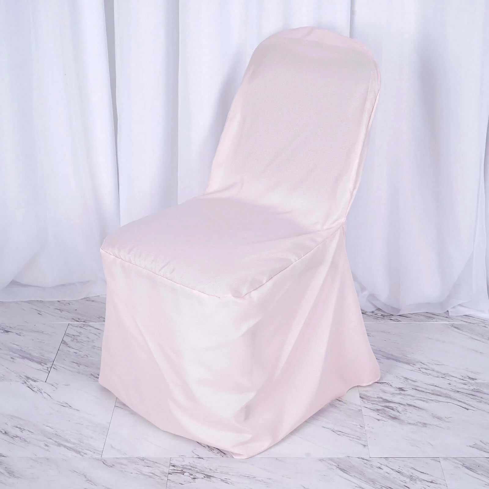 Polyester Banquet Chair Cover Blush - Reusable Stain-Resistant Slipcover - Image 7