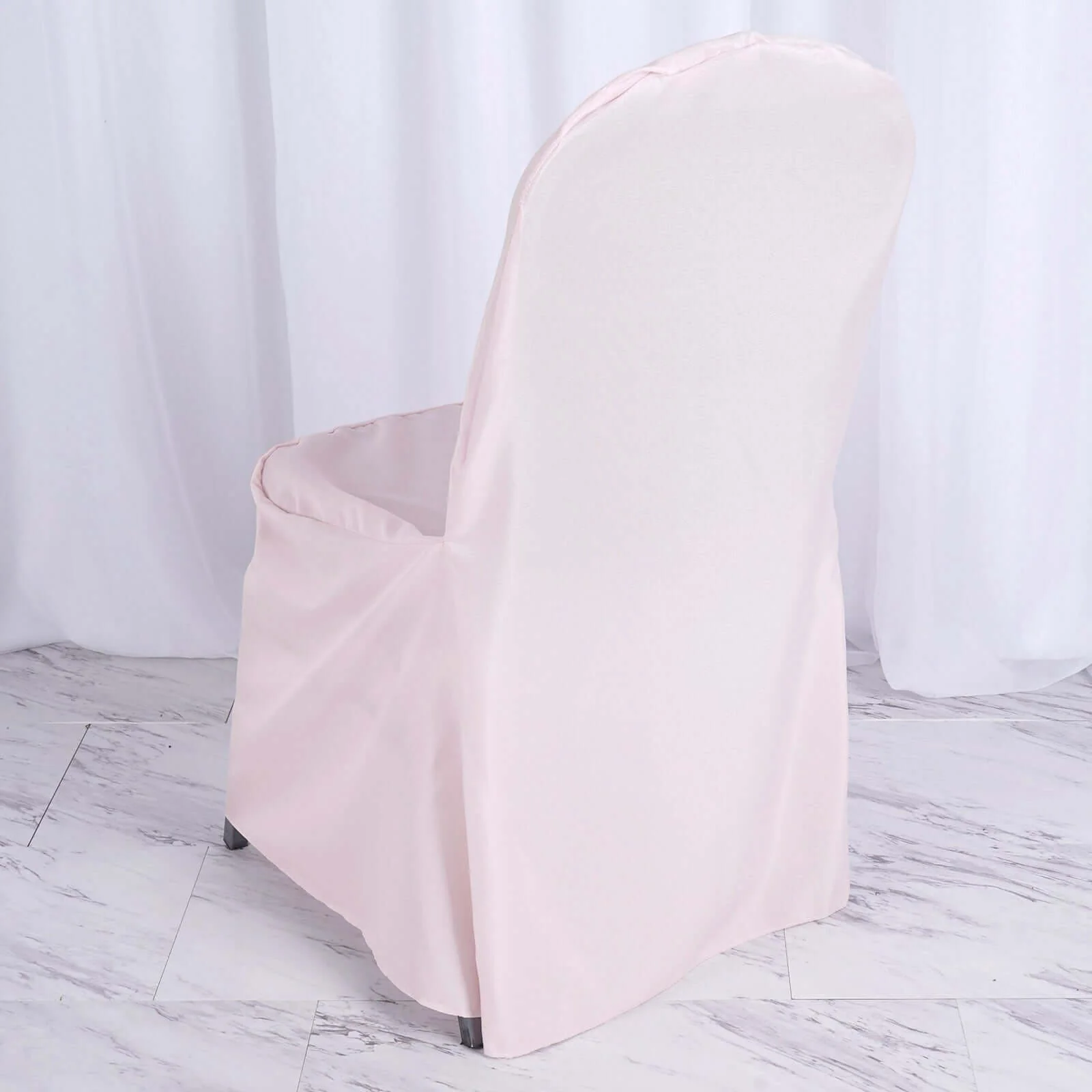 Polyester Banquet Chair Cover Blush - Reusable Stain-Resistant Slipcover - Image 8