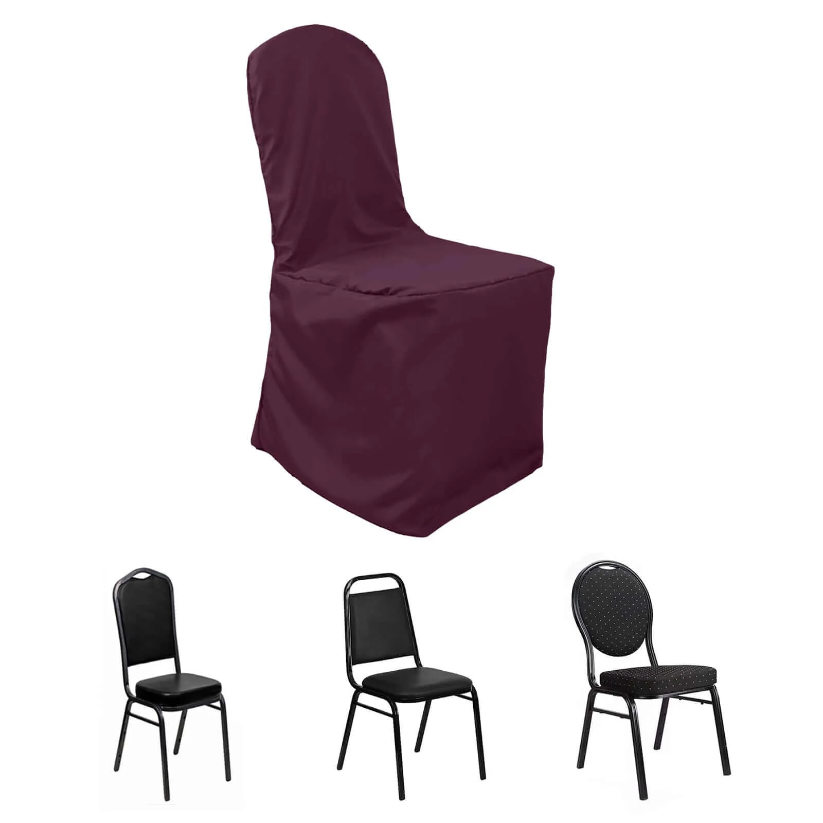 Polyester Banquet Chair Cover Burgundy - Reusable Stain-Resistant Slipcover