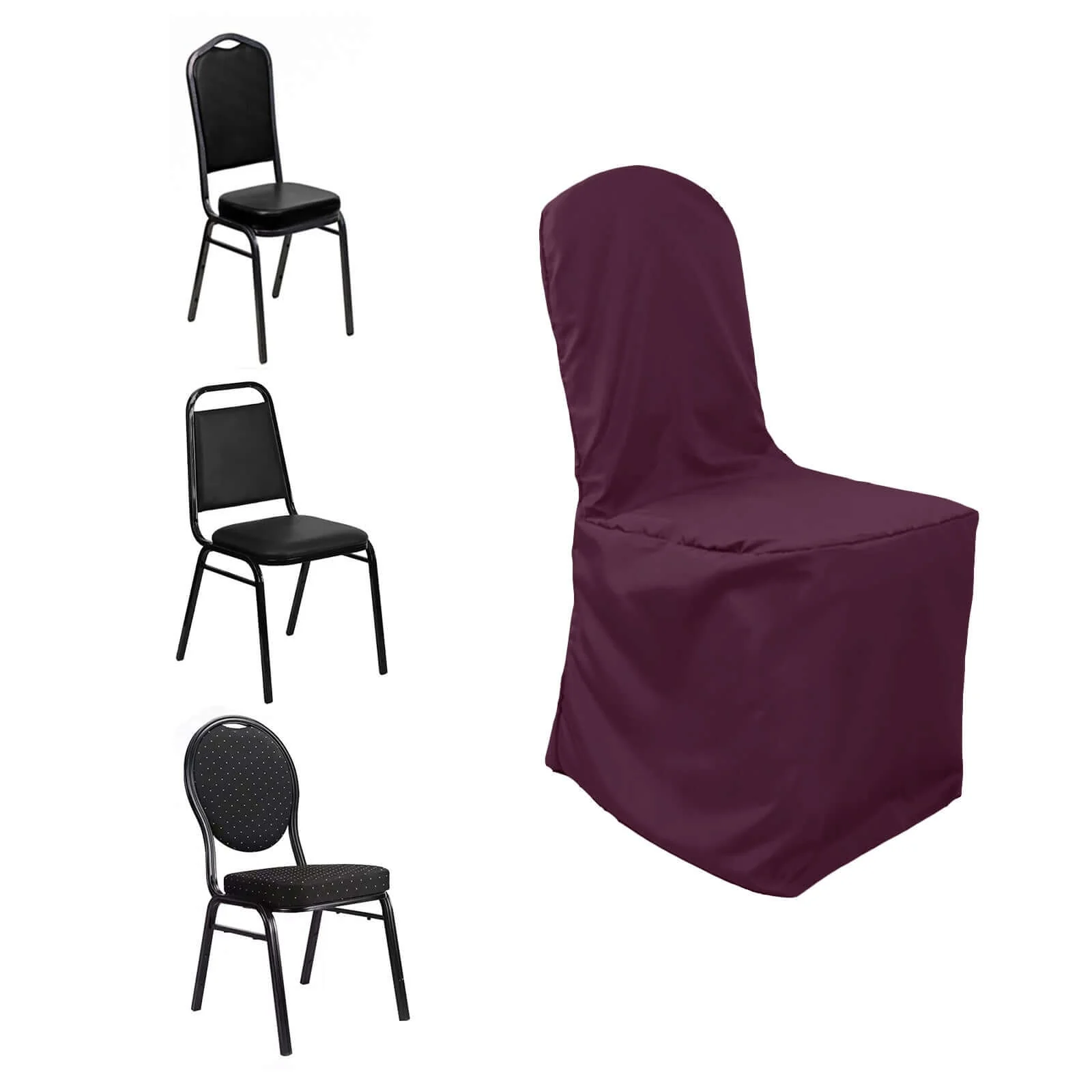 Polyester Banquet Chair Cover Burgundy - Reusable Stain-Resistant Slipcover - Image 5
