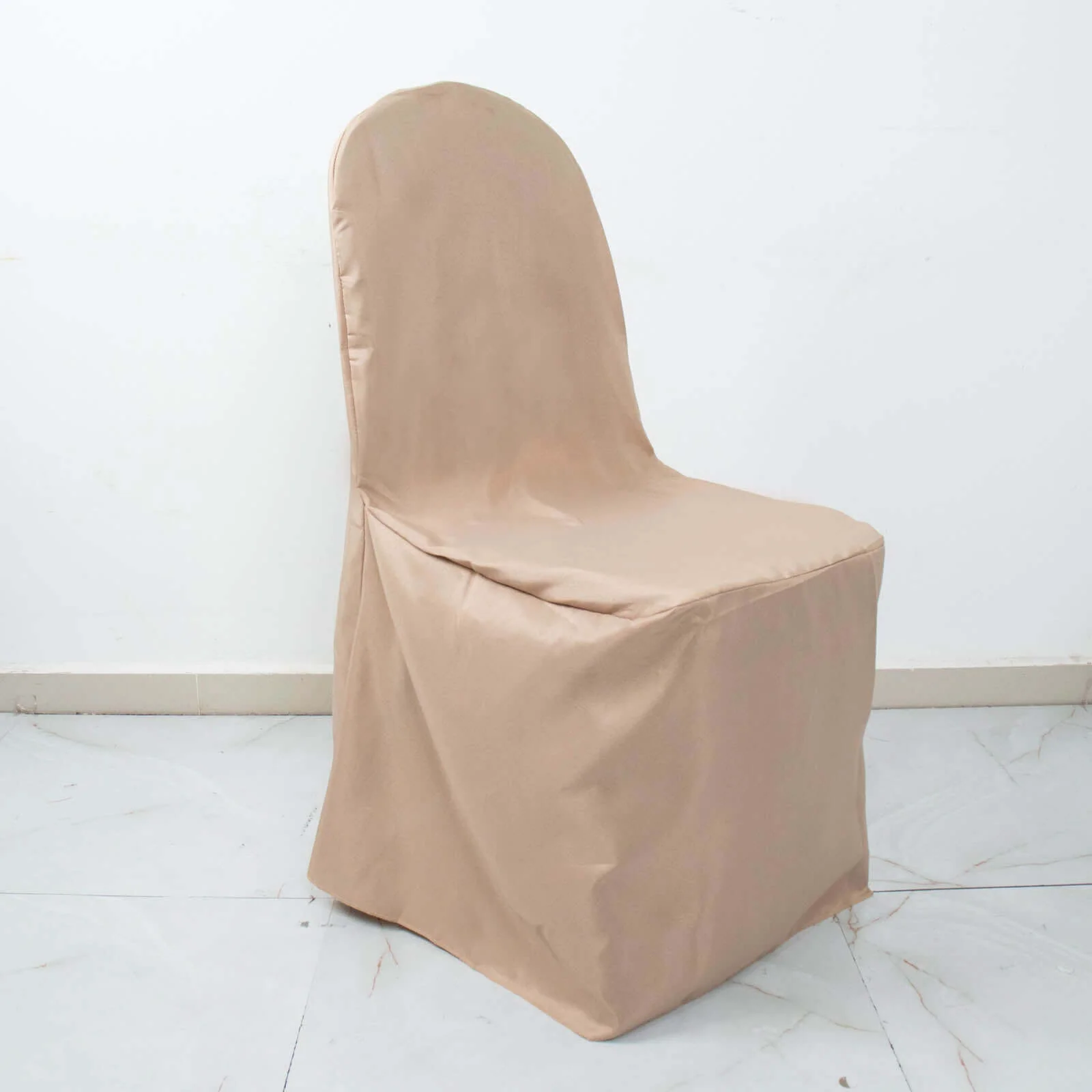 Polyester Banquet Chair Cover Nude - Reusable Stain-Resistant Slipcover - Image 2
