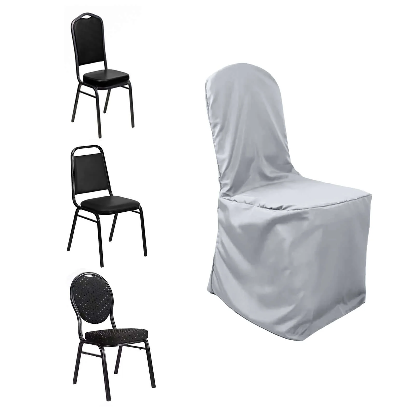Polyester Banquet Chair Cover Silver - Reusable Stain-Resistant Slipcover - Image 6