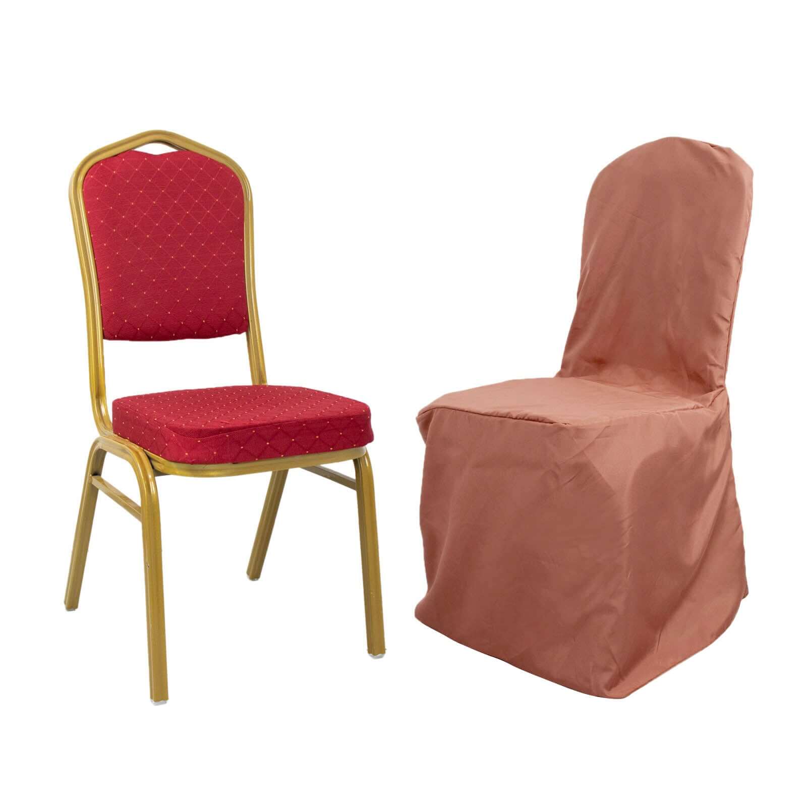 Polyester Banquet Chair Cover Terracotta (Rust) - Reusable Stain-Resistant Slipcover - Image 7