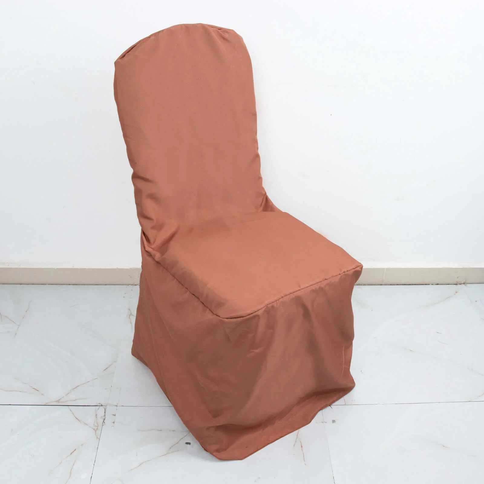 Polyester Banquet Chair Cover Terracotta (Rust) - Reusable Stain-Resistant Slipcover - Image 8