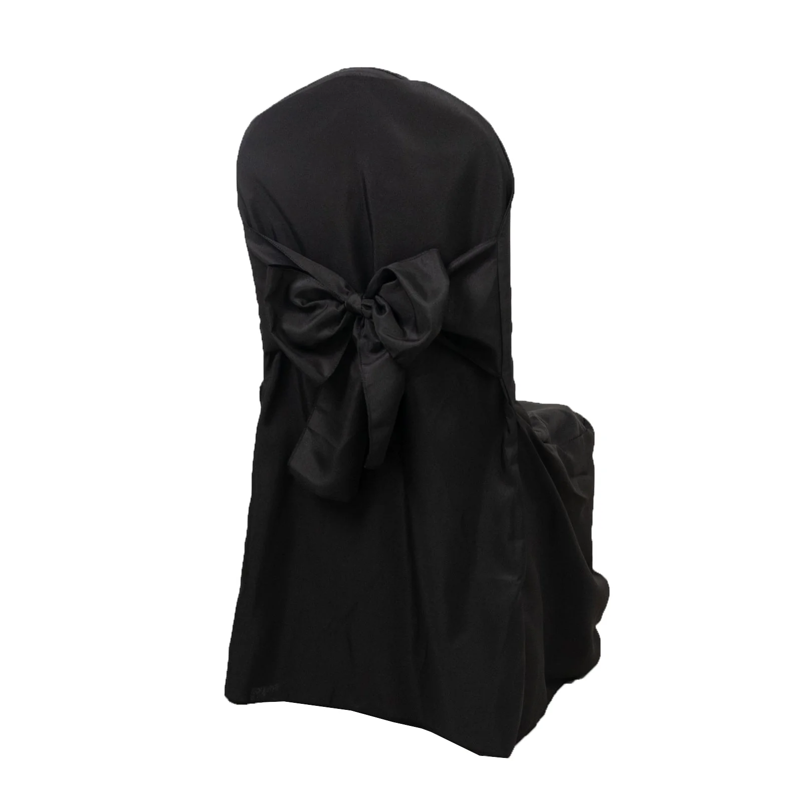 10-Pack Polyester Banquet Chair Covers with Attached Sashes – Black Reusable Stain-Resistant Slip-On Covers for Wedding & Event Decor - Image 6