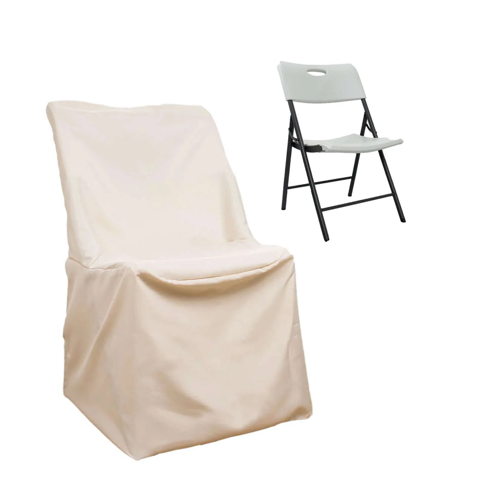 Polyester Folding Chair Cover Beige for Lifetime Chairs - Durable Reusable Slipcover