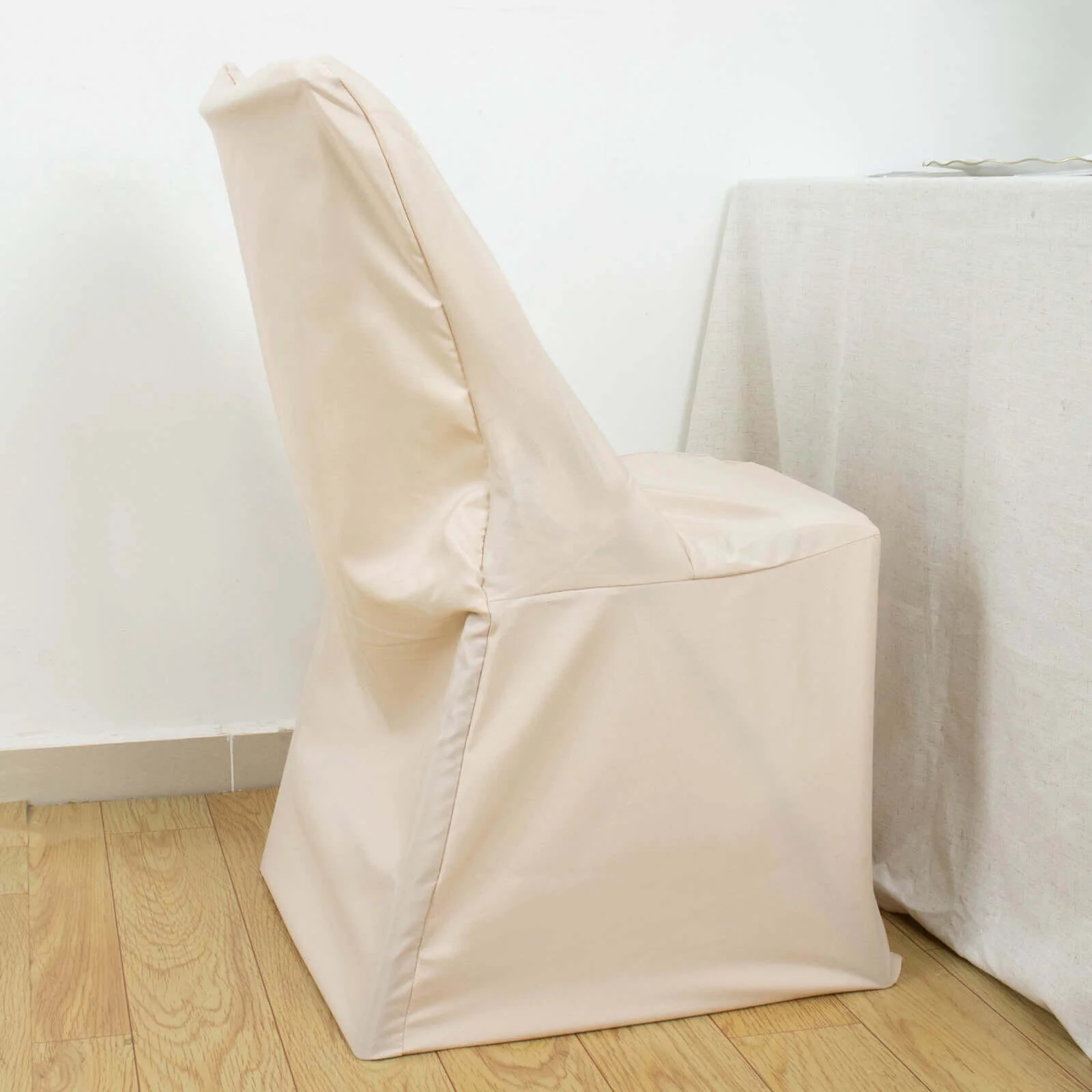 Polyester Folding Chair Cover Beige for Lifetime Chairs - Durable Reusable Slipcover - Image 3