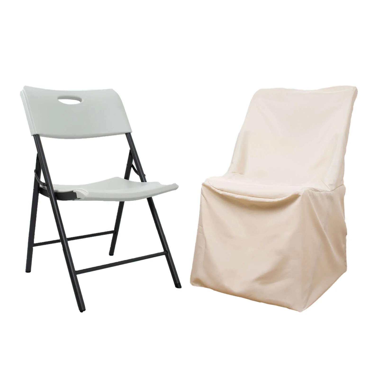 Polyester Folding Chair Cover Beige for Lifetime Chairs - Durable Reusable Slipcover - Image 8