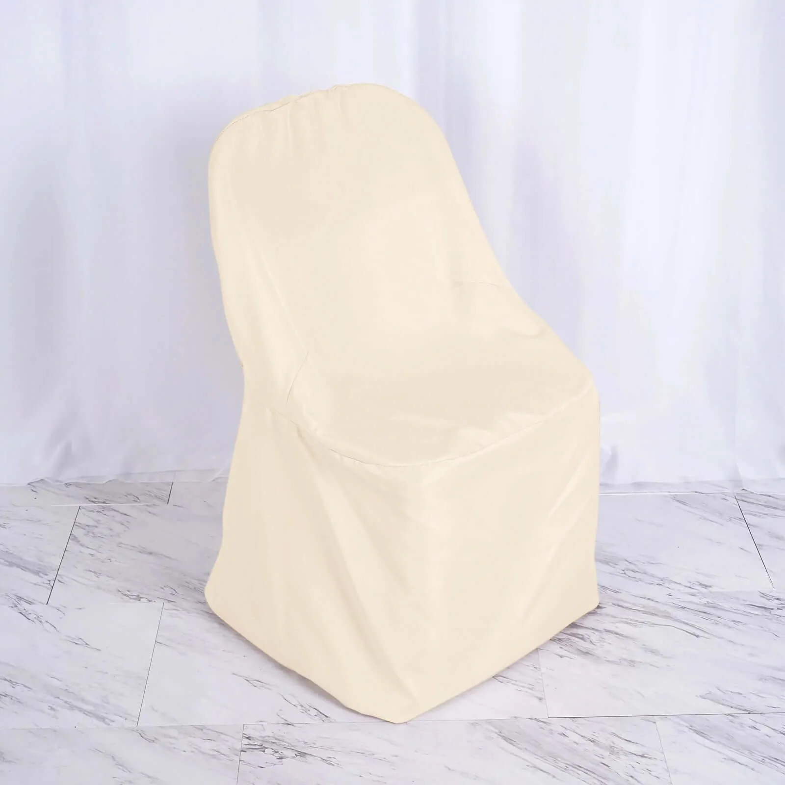 Polyester Folding Chair Cover Beige - Reusable Stain-Resistant Slipcover