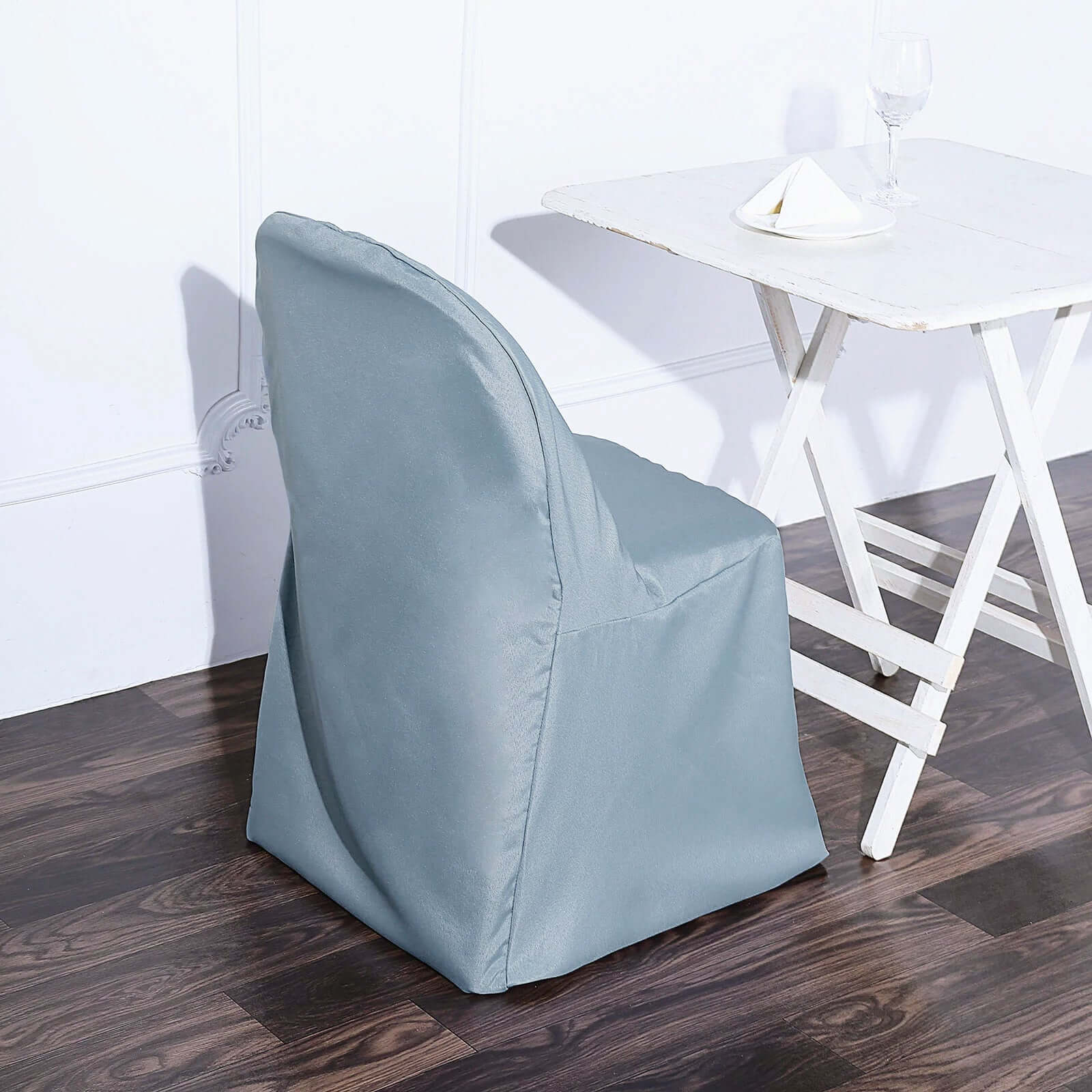 Polyester Folding Chair Cover Dusty Blue - Reusable Stain-Resistant Slipcover - Image 2