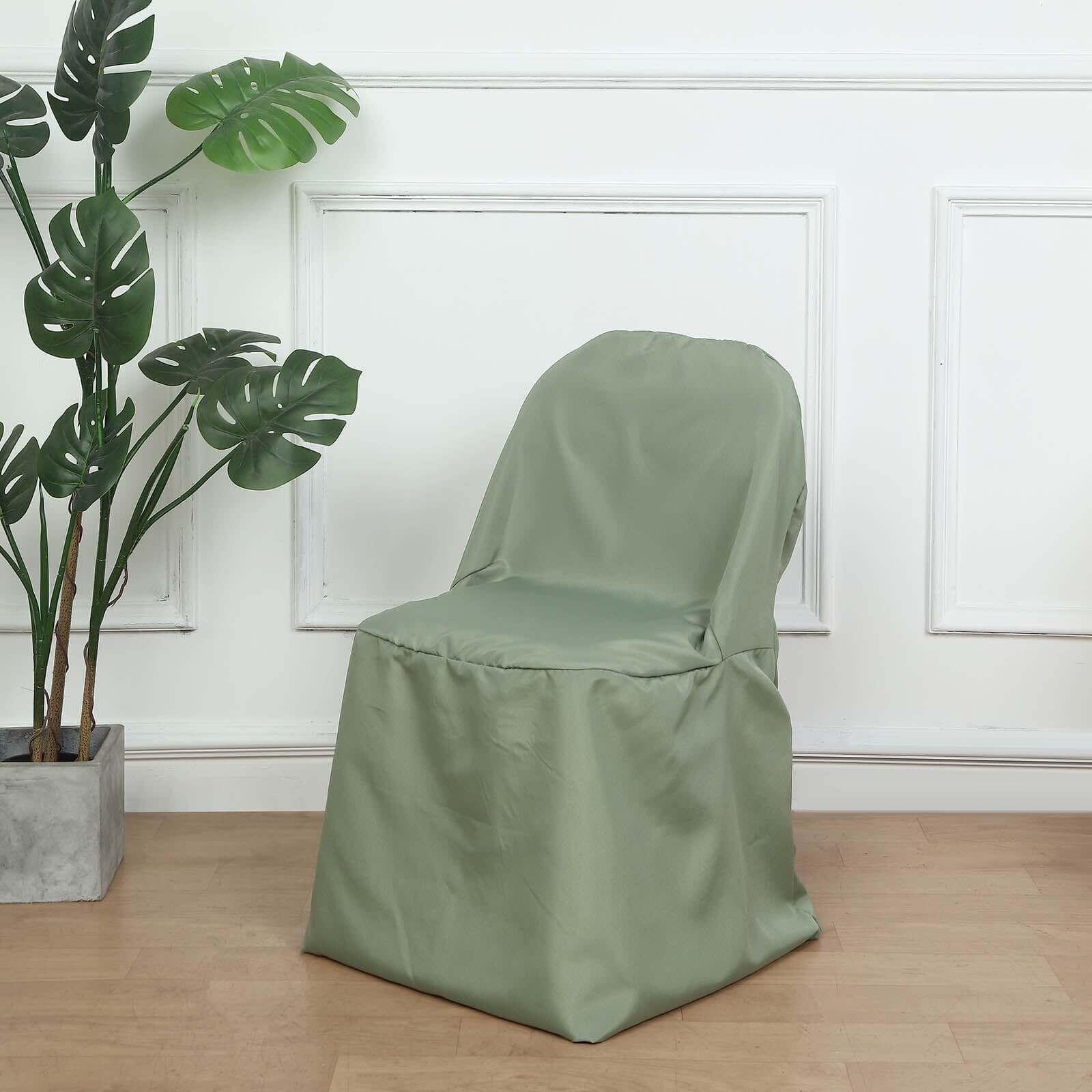 Polyester Folding Chair Cover Dusty Sage Green - Reusable Stain-Resistant Slipcover - Image 3