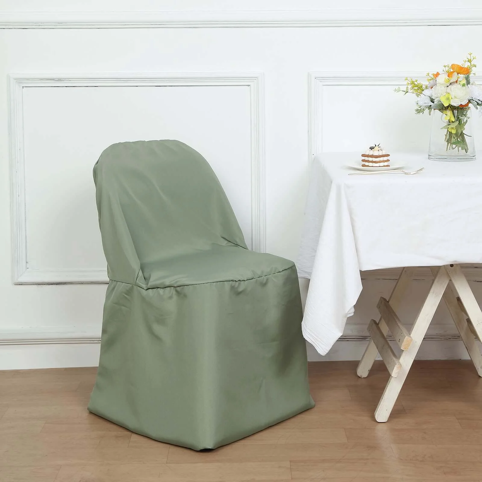 Polyester Folding Chair Cover Dusty Sage Green - Reusable Stain-Resistant Slipcover - Image 6