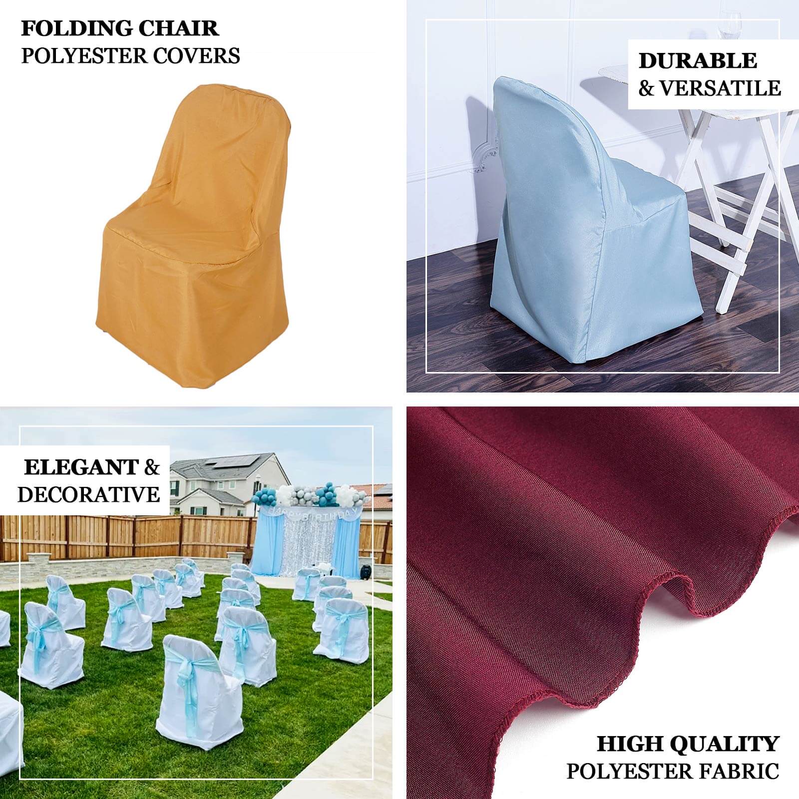 Polyester Folding Chair Cover Silver - Reusable Stain-Resistant Slipcover - Image 4