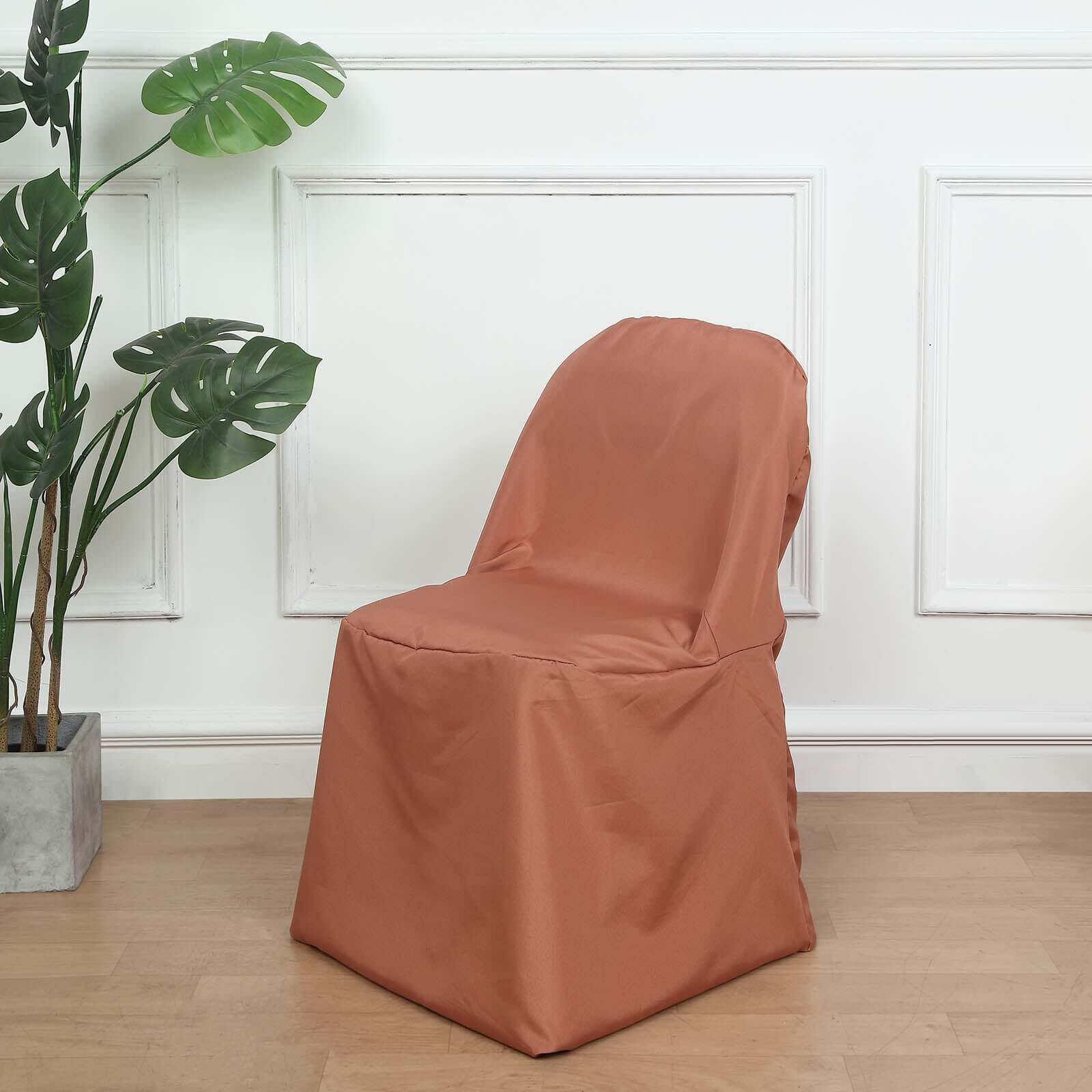 Polyester Folding Chair Cover Terracotta (Rust) - Reusable Stain-Resistant Slipcover - Image 3