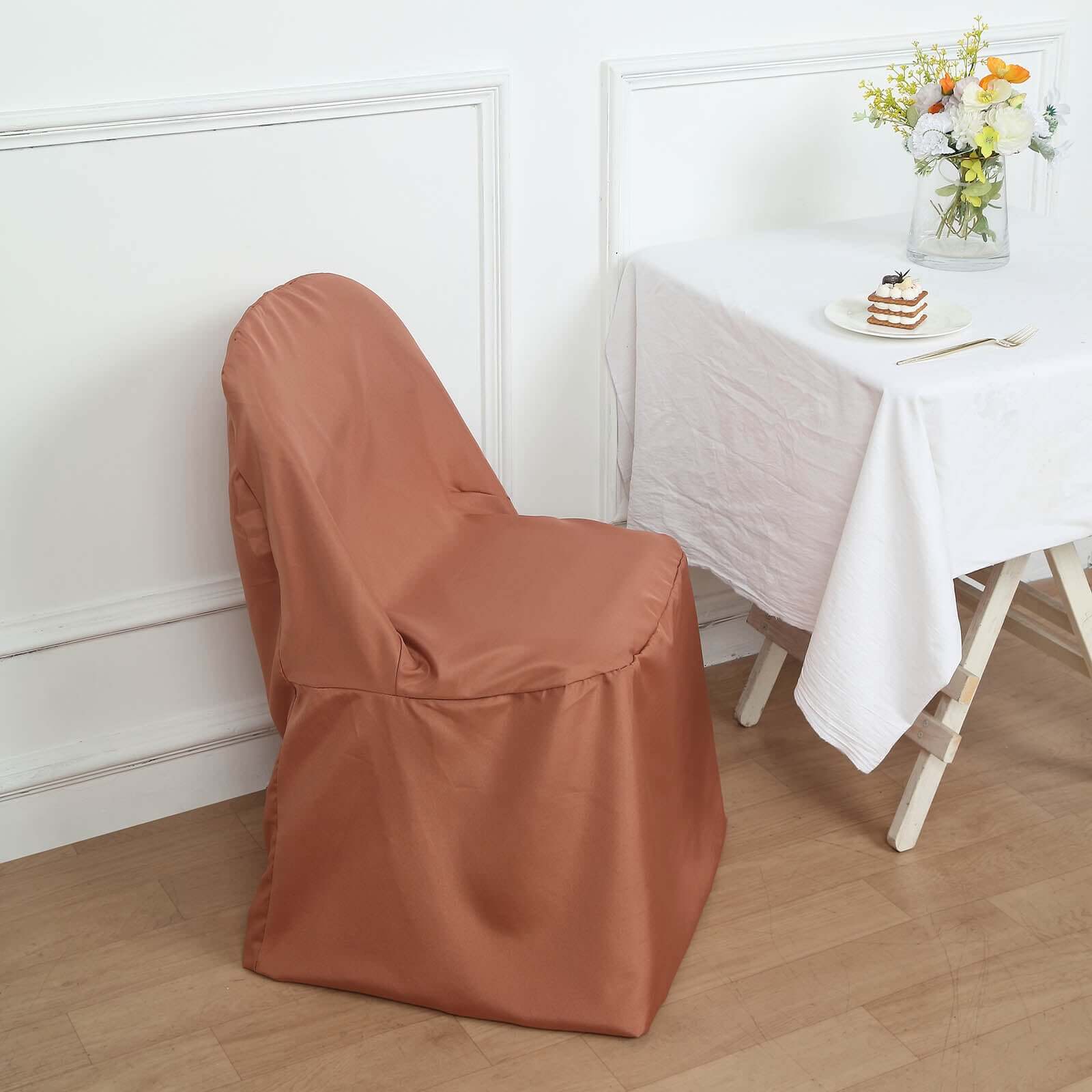 Polyester Folding Chair Cover Terracotta (Rust) - Reusable Stain-Resistant Slipcover - Image 8