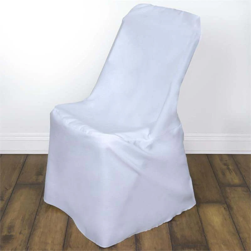 Polyester Folding Chair Cover White for Lifetime Chairs - Durable Reusable Slip-On Design for Events - Image 2