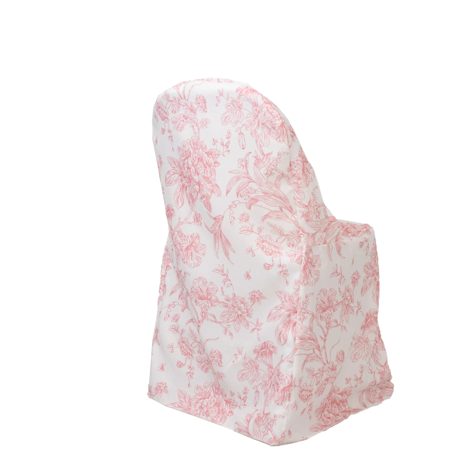 10 Pack Polyester Folding Chair Covers – White Pink French Toile Pattern, Reusable Stain-Resistant Slip-On Slipcovers - Image 7