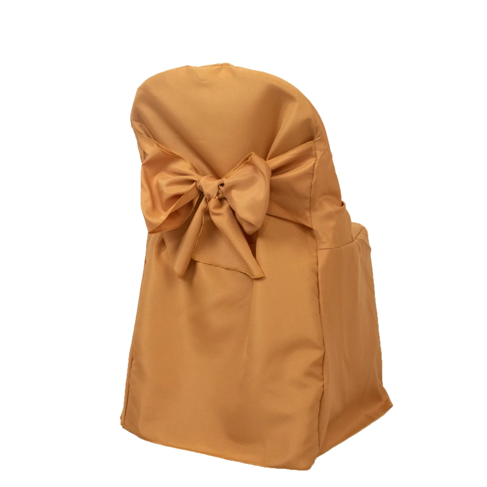 10-Pack Polyester Folding Chair Covers with Attached Sashes – Gold Durable Reusable Slip-On Covers for Wedding & Event Decor - Image 8
