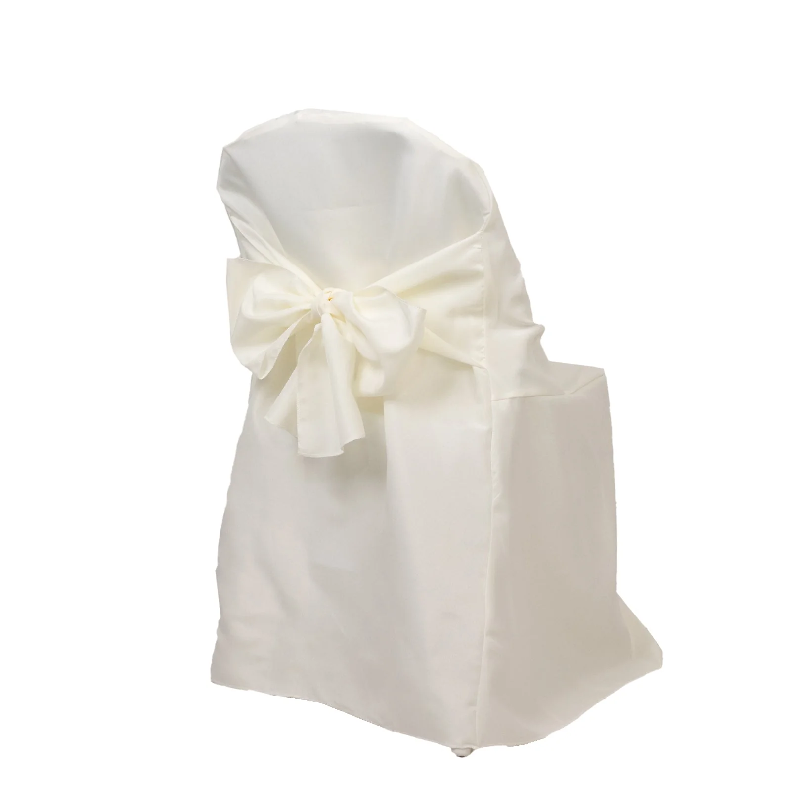 10-Pack Polyester Folding Chair Covers with Attached Sashes – Ivory Durable Reusable Slip-On Covers for Wedding & Event Decor - Image 8