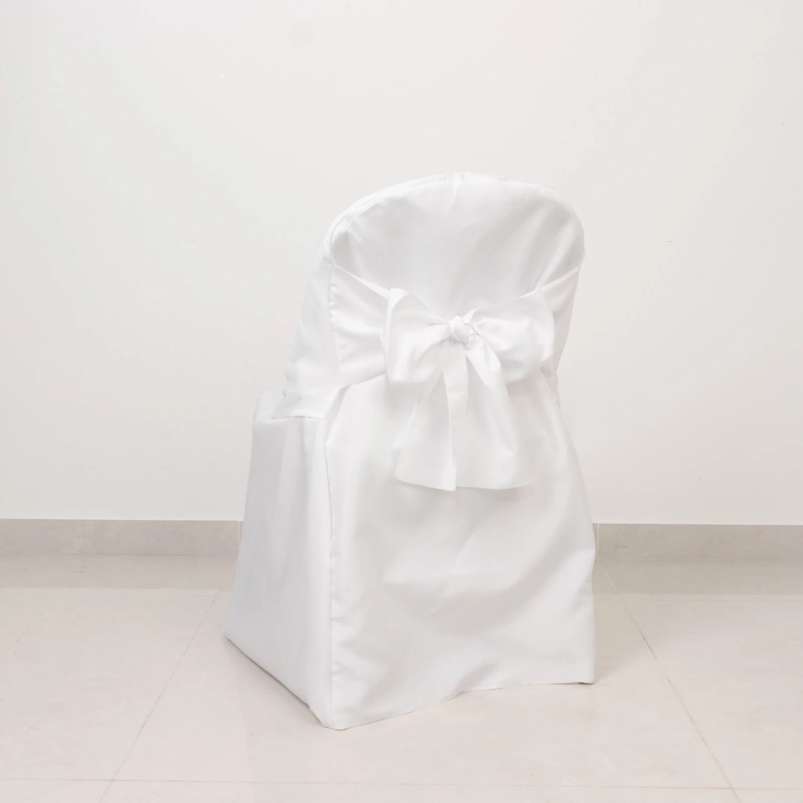 10-Pack Polyester Folding Chair Covers with Attached Sashes – White Durable Reusable Slip-On Covers for Wedding & Event Decor - Image 9