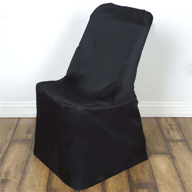 Polyester Folding Chair Cover Black for Lifetime Chairs - Durable Reusable Slipcover - Image 2
