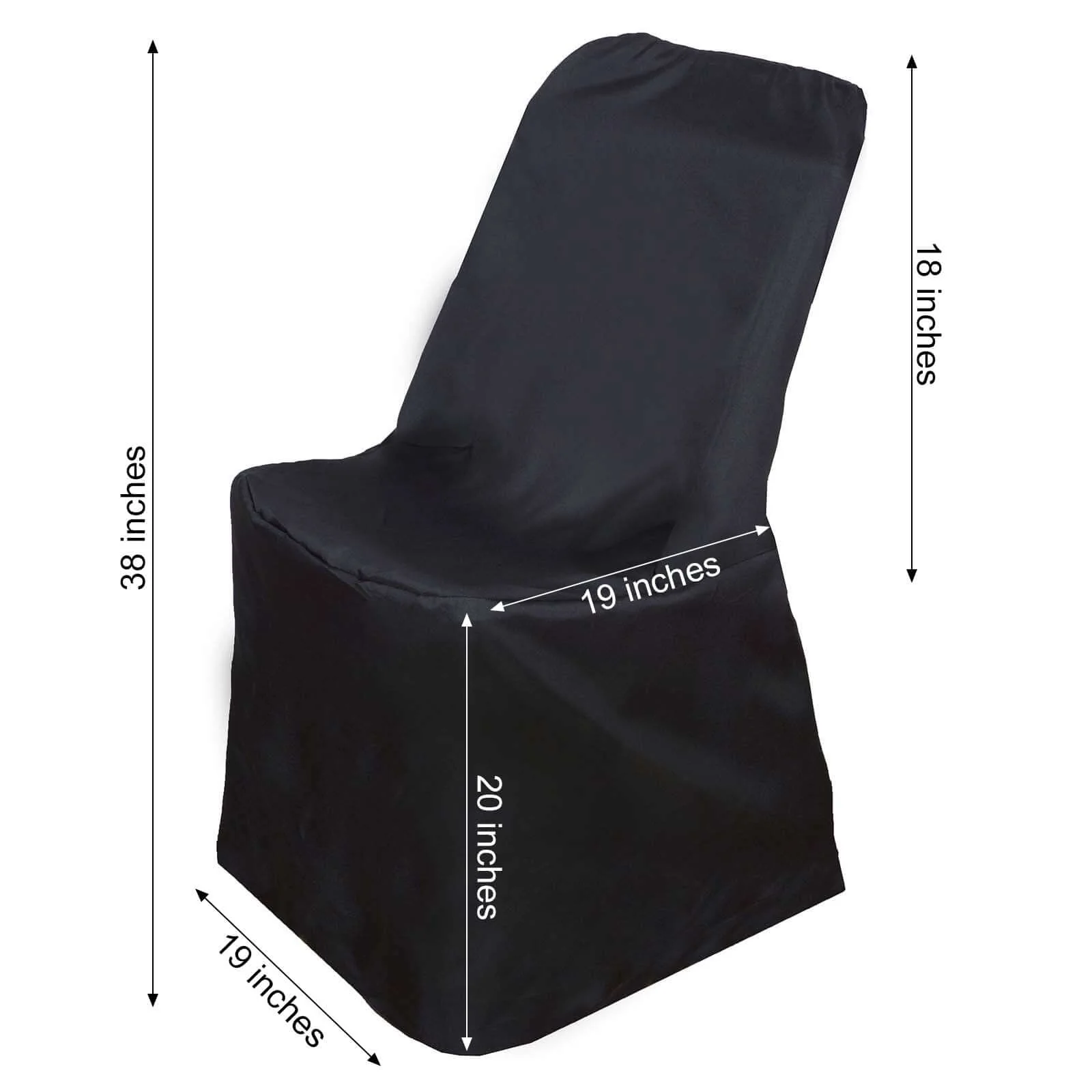 Polyester Folding Chair Cover Black for Lifetime Chairs - Durable Reusable Slipcover - Image 3