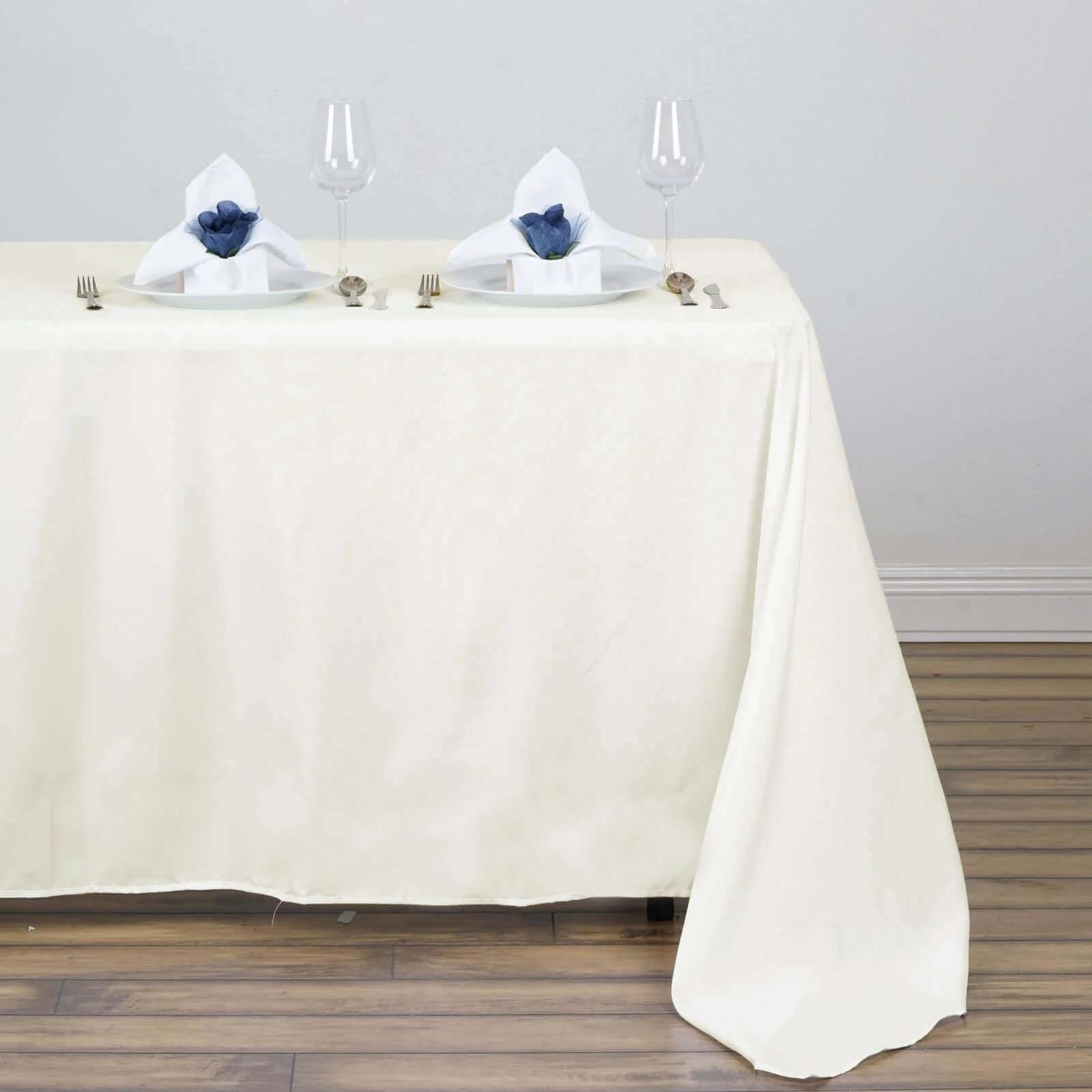 Polyester Rectangle Tablecloth 54"x96" Ivory - Linen Texture Table Cover - Image 2