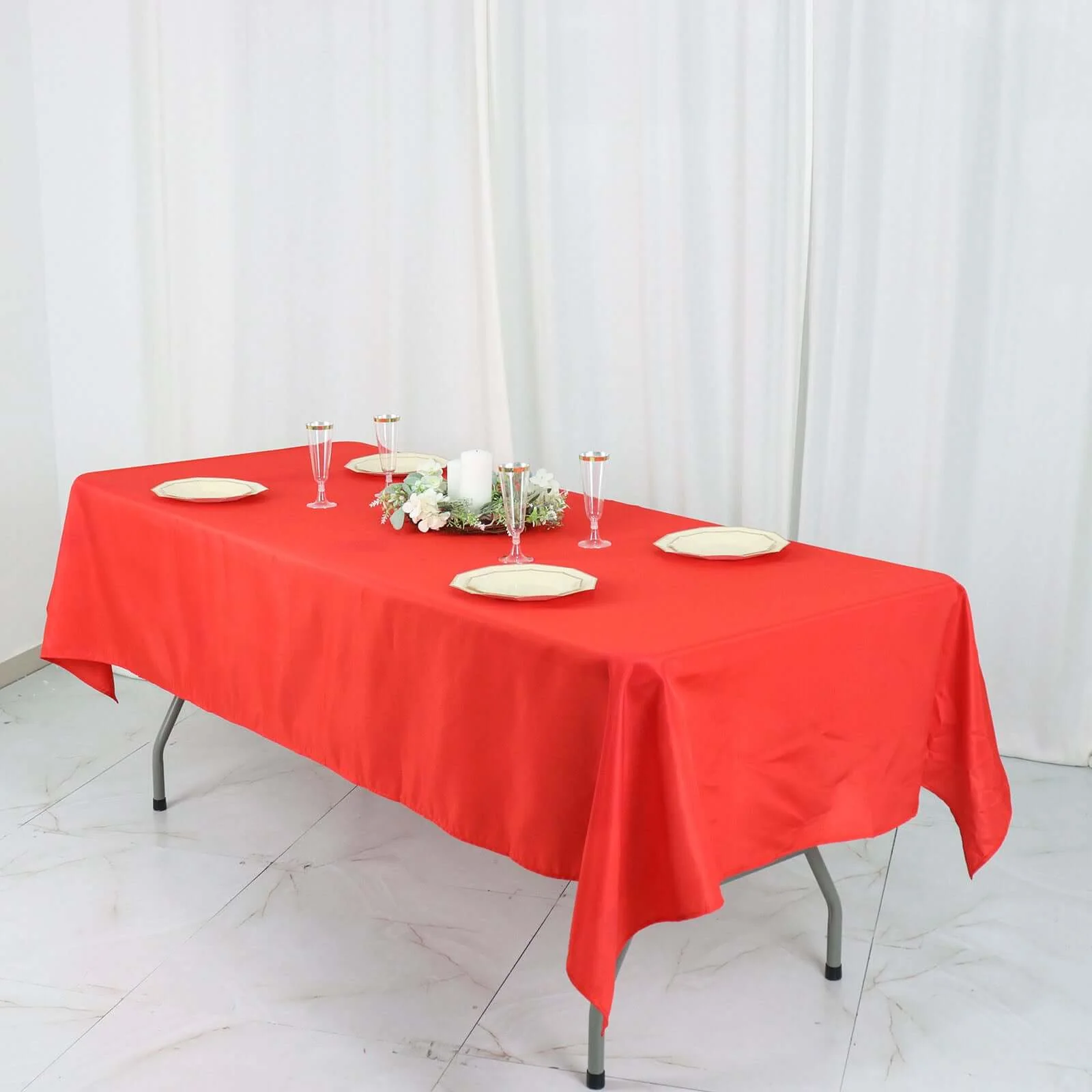 Polyester Rectangle Tablecloth 54"x96" Red - Linen Texture Table Cover - Image 3