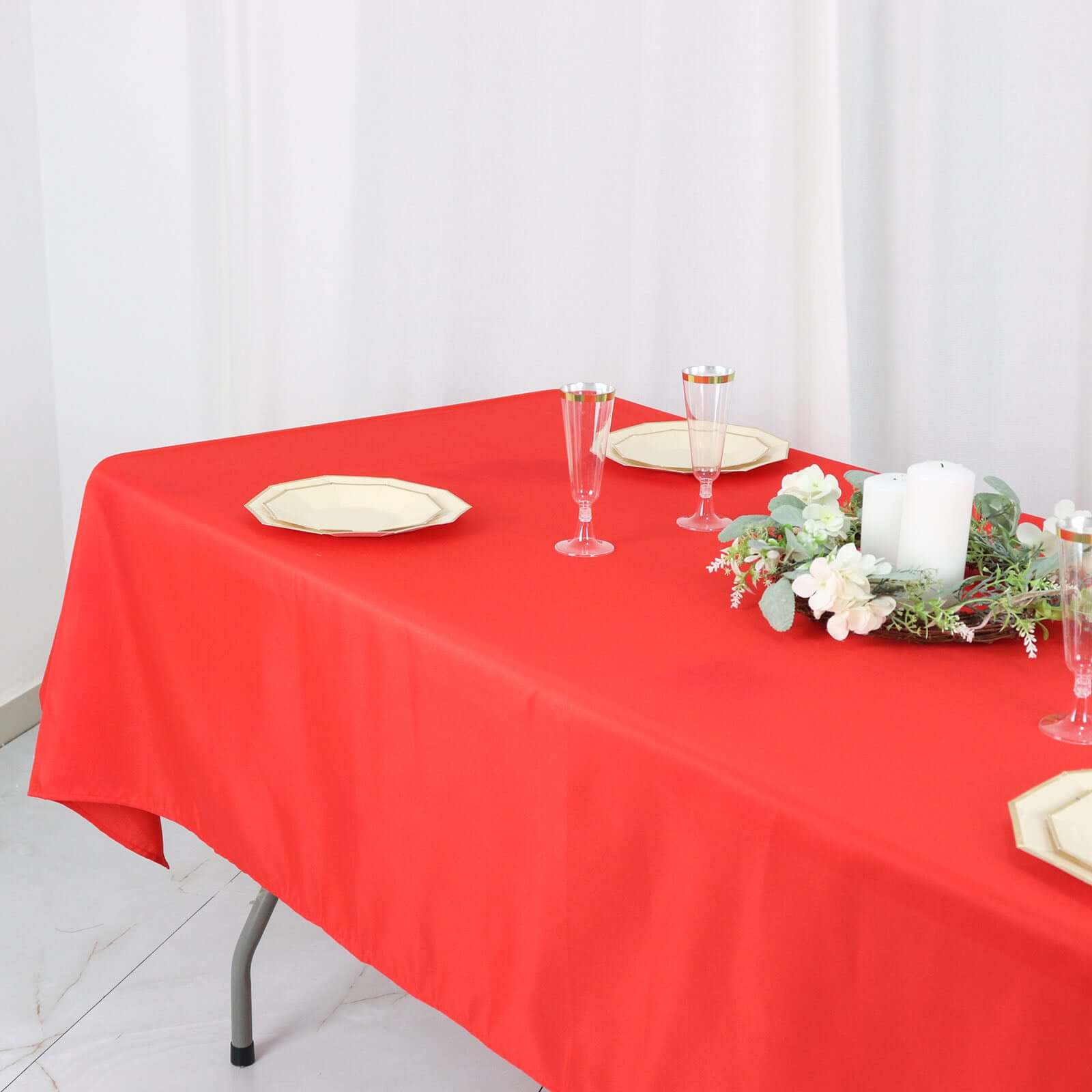 Polyester Rectangle Tablecloth 54"x96" Red - Linen Texture Table Cover - Image 7