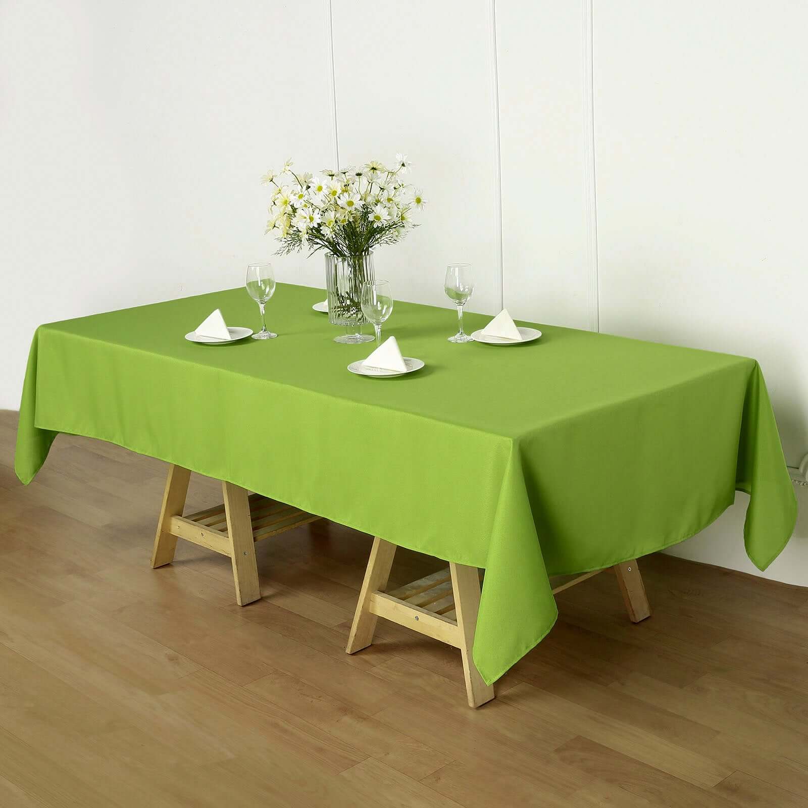 Polyester Rectangle Tablecloth 60"x102" Apple Green - Wrinkle-Resistant Finish - Image 2