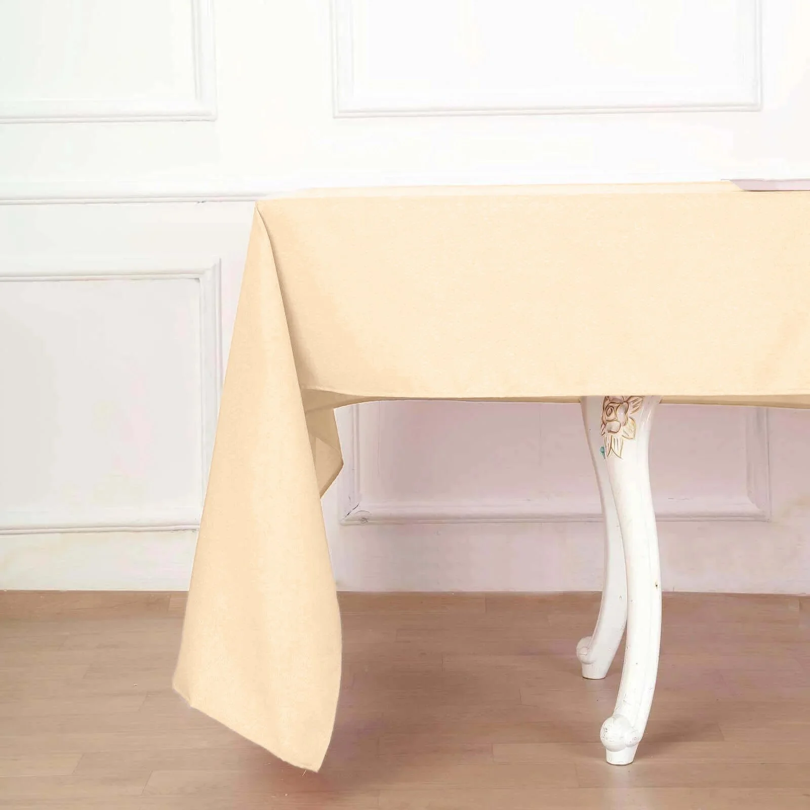 Polyester Rectangle Tablecloth 60"x102" Beige - Wrinkle-Resistant Finish - Image 5