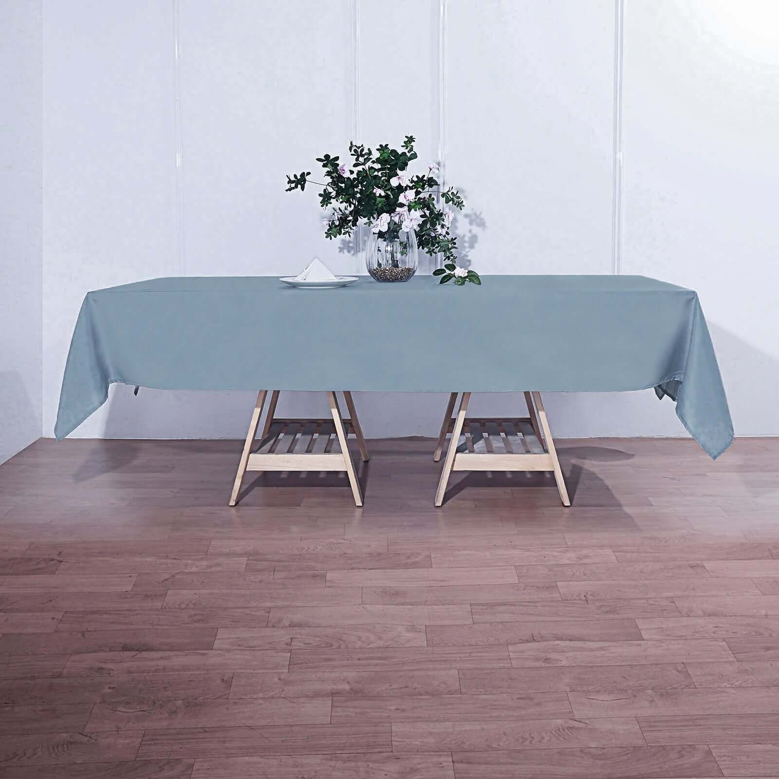 Polyester Rectangle Tablecloth 60"x102" Dusty Blue - Wrinkle-Resistant Finish - Image 3