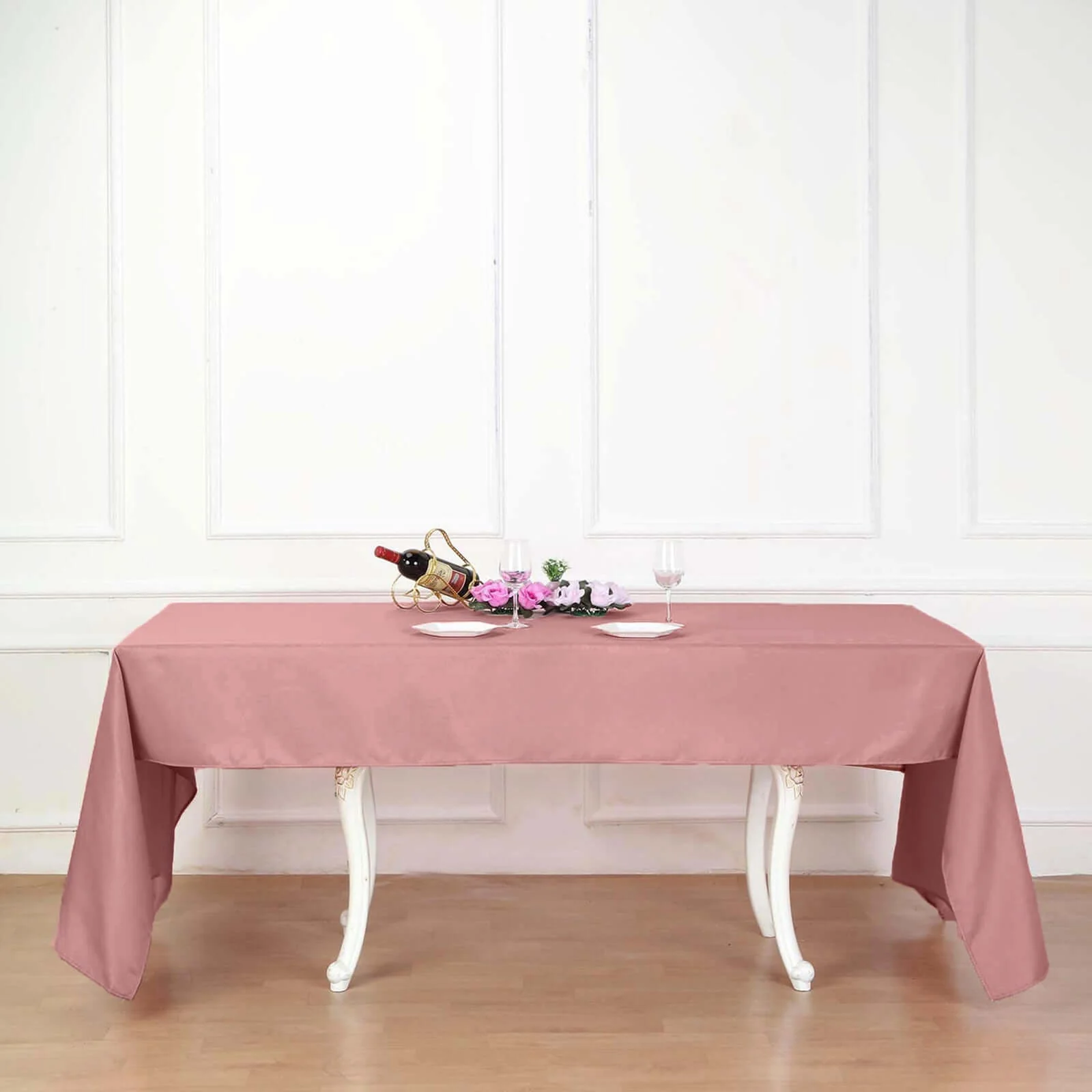 Polyester Rectangle Tablecloth 60"x102" Dusty Rose - Wrinkle-Resistant Finish