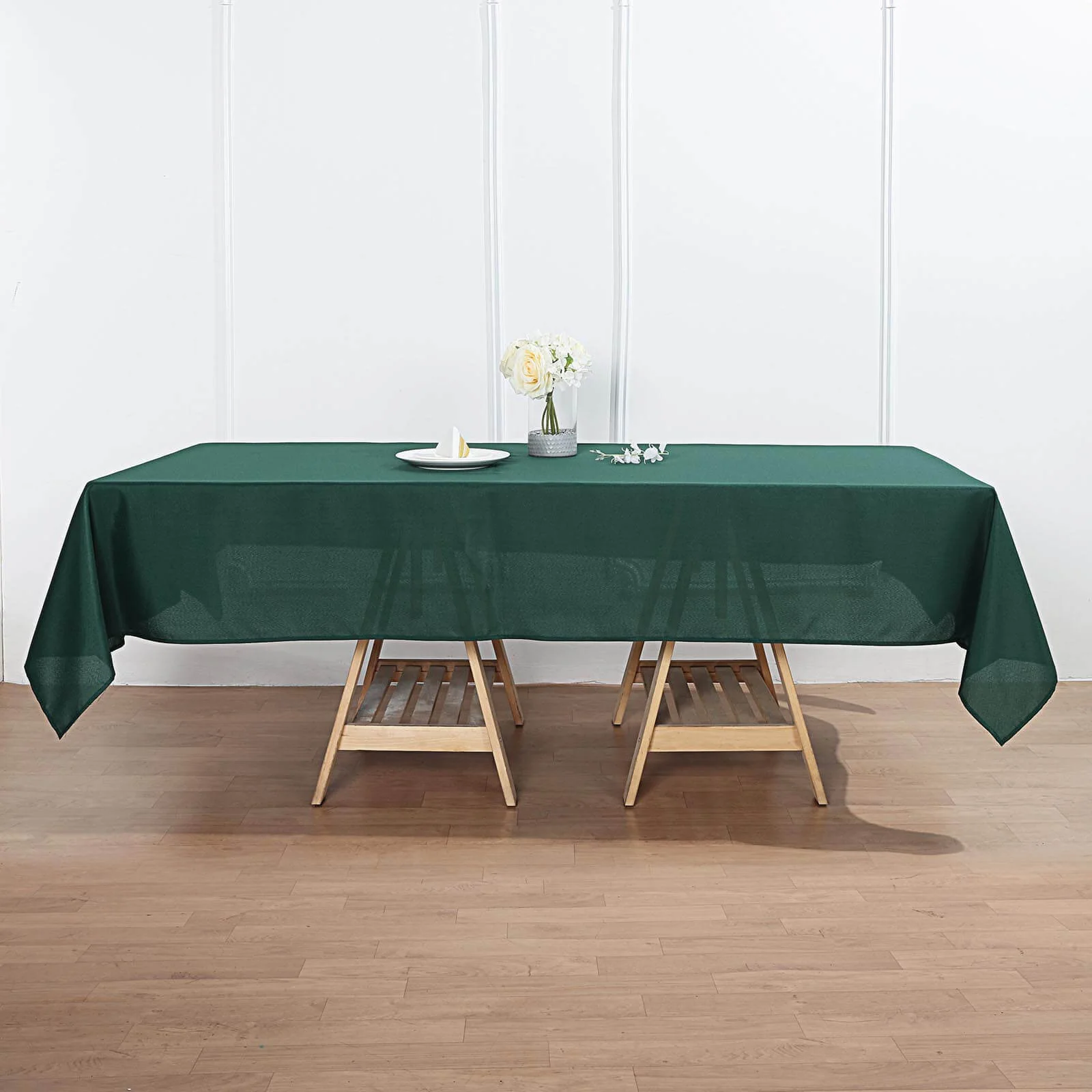 Polyester Rectangle Tablecloth 60"x102" Hunter Emerald Green - Wrinkle-Resistant Finish