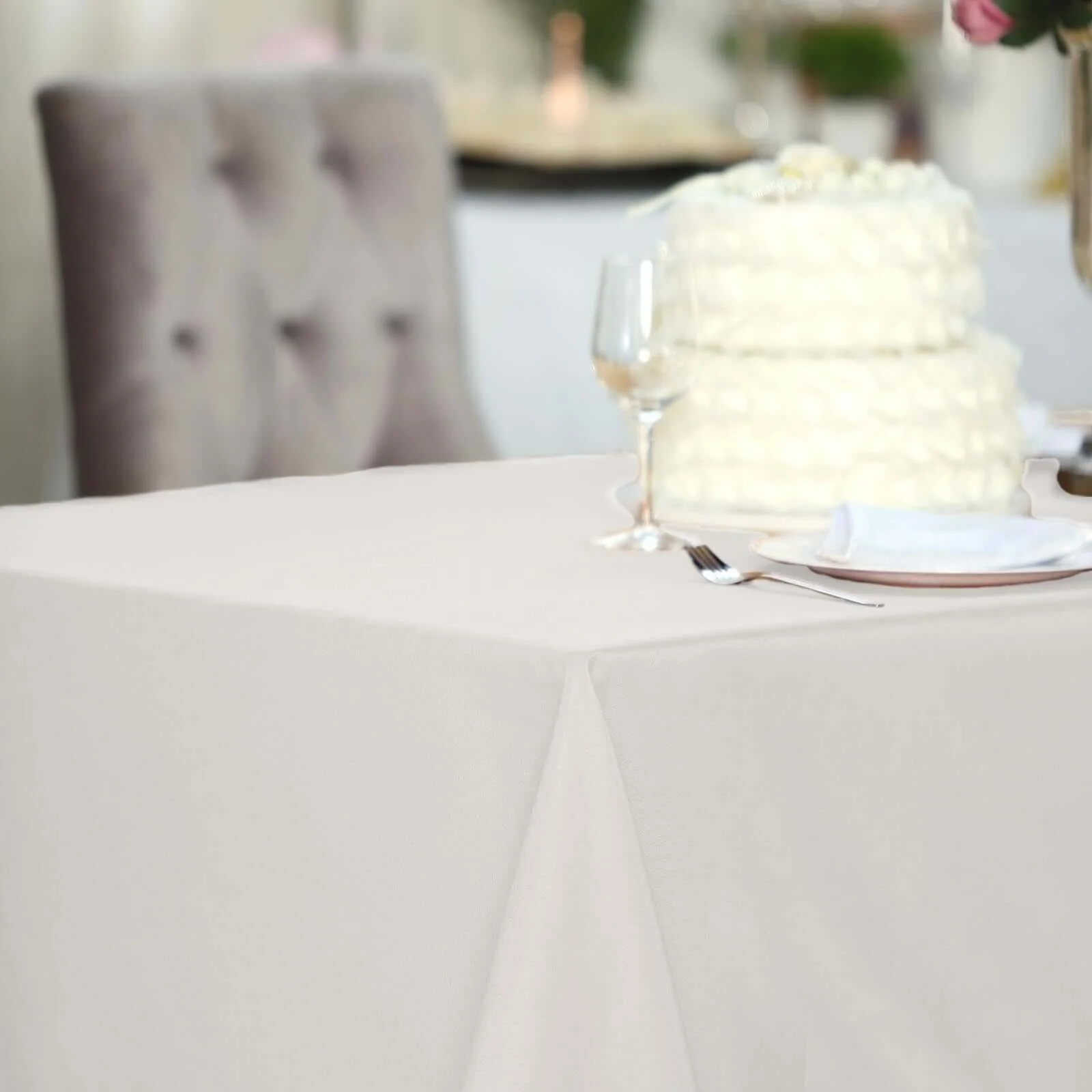 Polyester Rectangle Tablecloth 60"x102" Ivory - Wrinkle-Resistant Finish - Image 5