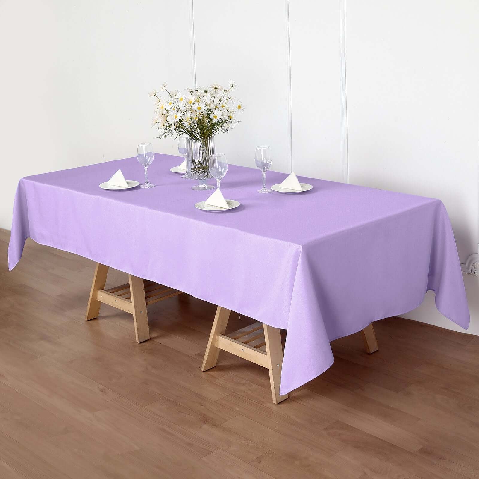 Polyester Rectangle Tablecloth 60"x102" Lavender Lilac - Wrinkle-Resistant Finish