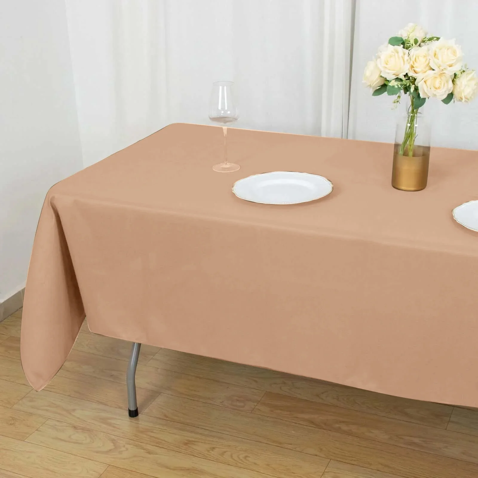 Polyester Rectangle Tablecloth 60"x102" Nude - Wrinkle-Resistant Finish - Image 2