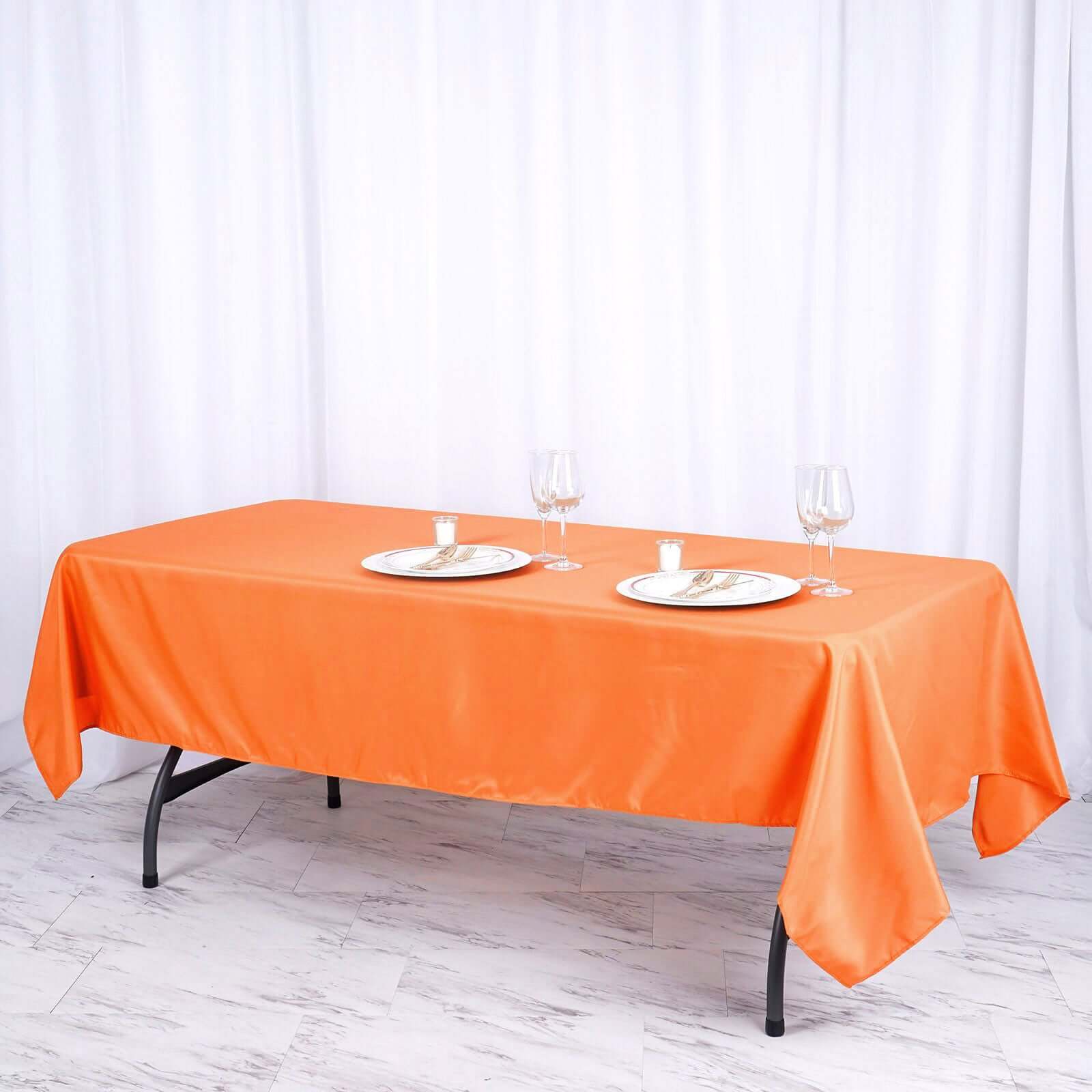 Polyester Rectangle Tablecloth 60"x102" Orange - Wrinkle-Resistant Finish - Image 3