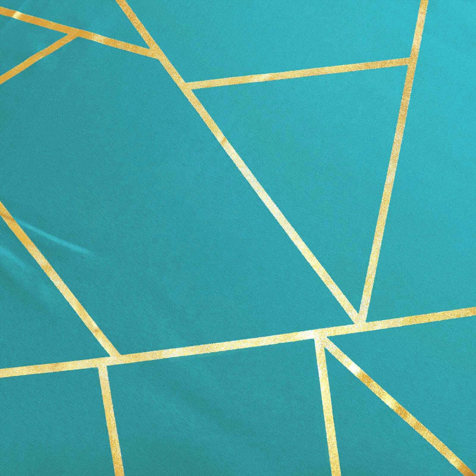 Polyester Rectangle Tablecloth 60"x102" Teal with Gold Foil Geometric Pattern - Wrinkle-Resistant & Durable Table Cover - Image 11