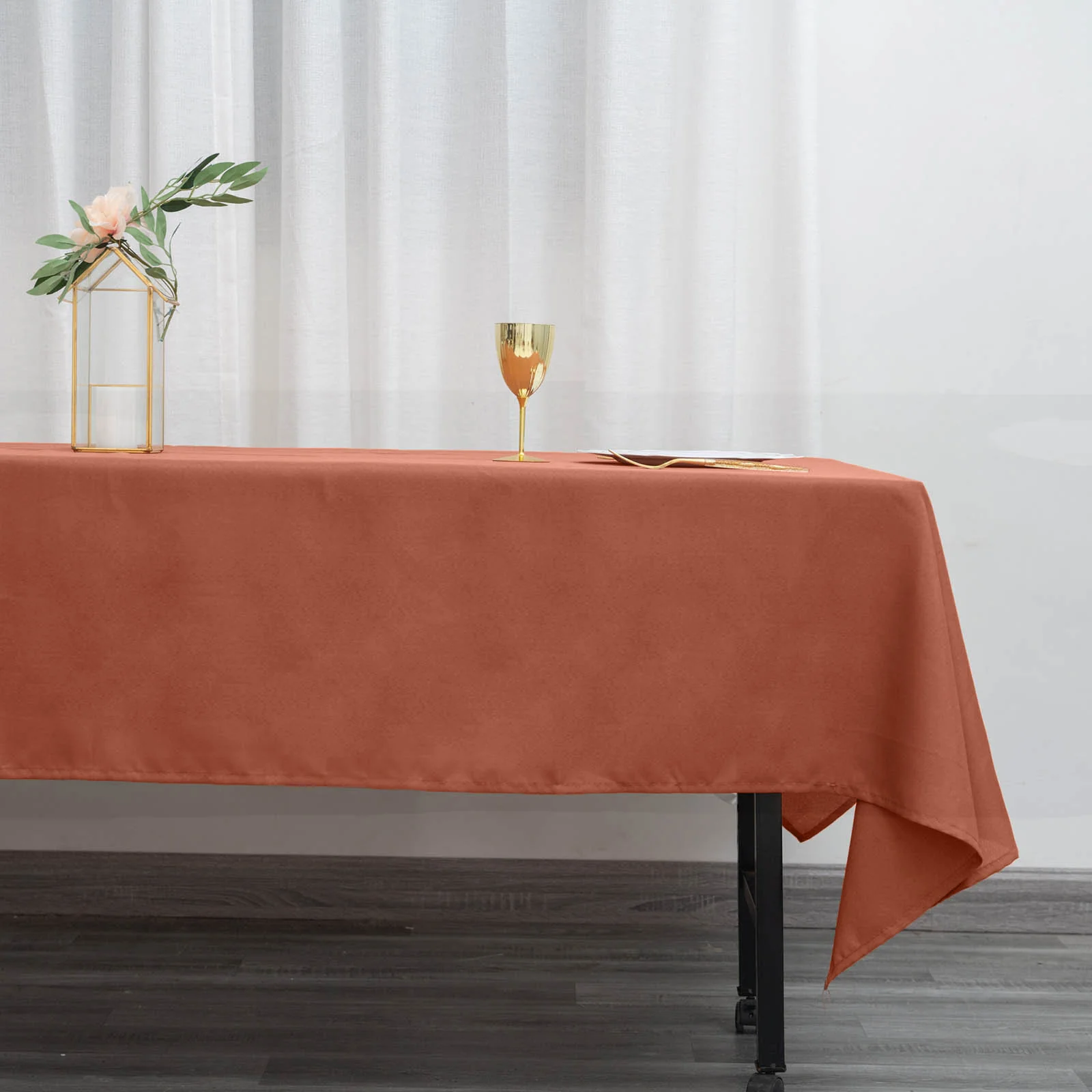 Polyester Rectangle Tablecloth 60"x102" Terracotta (Rust) - Wrinkle-Resistant Finish - Image 2