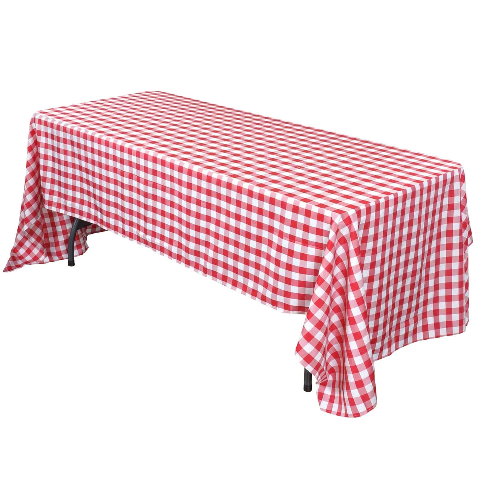 Polyester Rectangle Tablecloth 60"x102" White/Red with Checkered Buffalo Plaid Design - Stylish Decor for Gatherings - Image 6